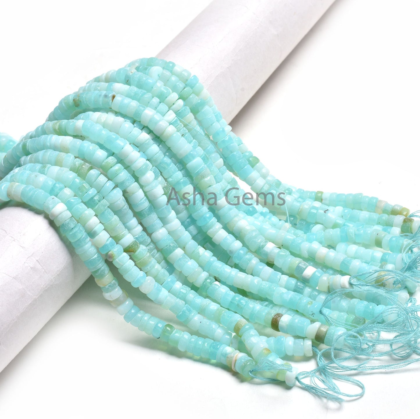 Peru Blue Opal Smooth Tyre Shape Beads,6mm Peru Boulder Opal Plain Beads,12.5" Sky Blue Opal wheel Shape Beads, Opal Bead Jewelry Craft SALE