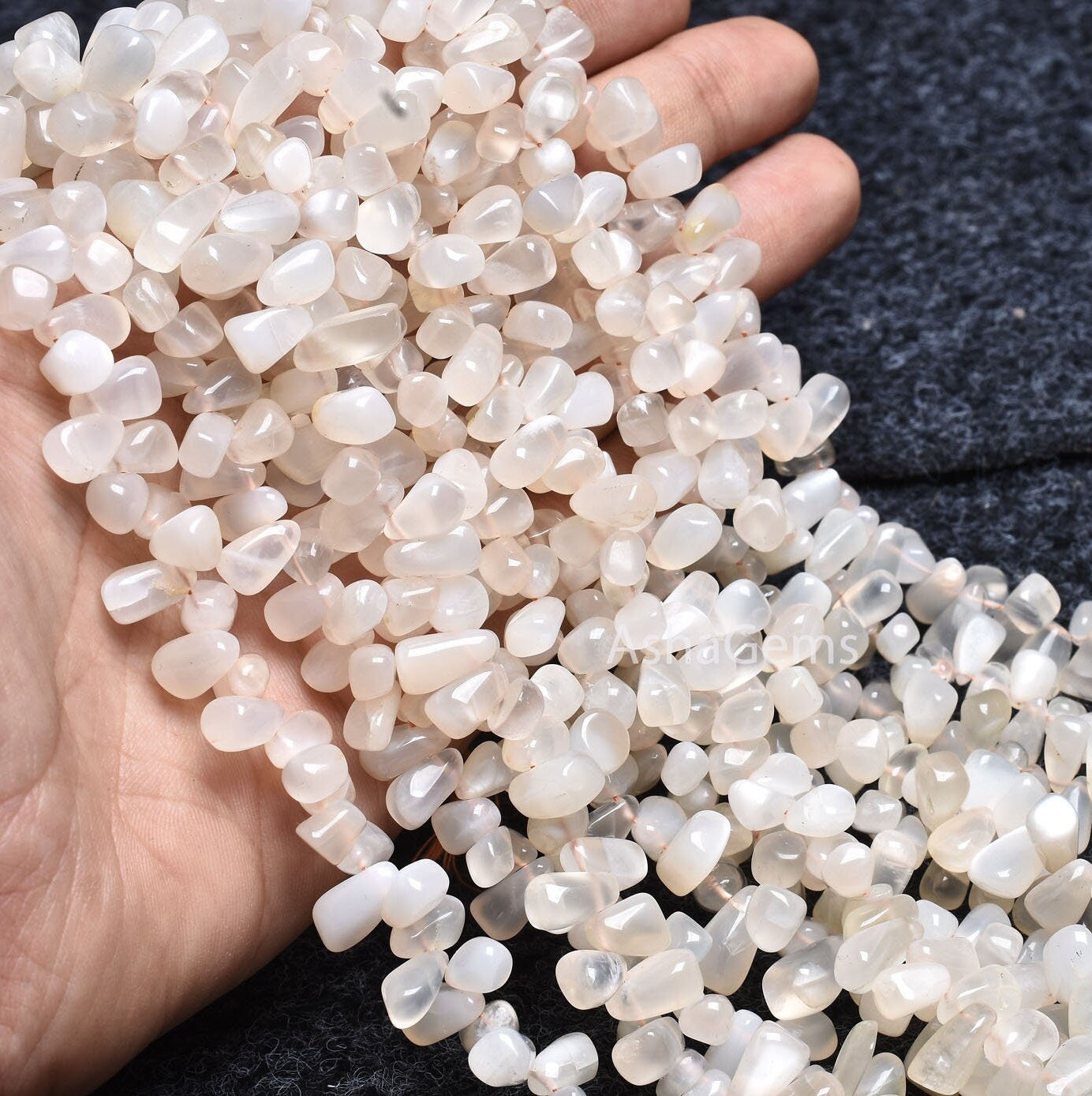 Natural White Moonstone Smooth Uneven Drops Shape Gemstone Beads, Milky White Moonstone Side Drill Drops Handmade Bead, Moonstone Teardrops