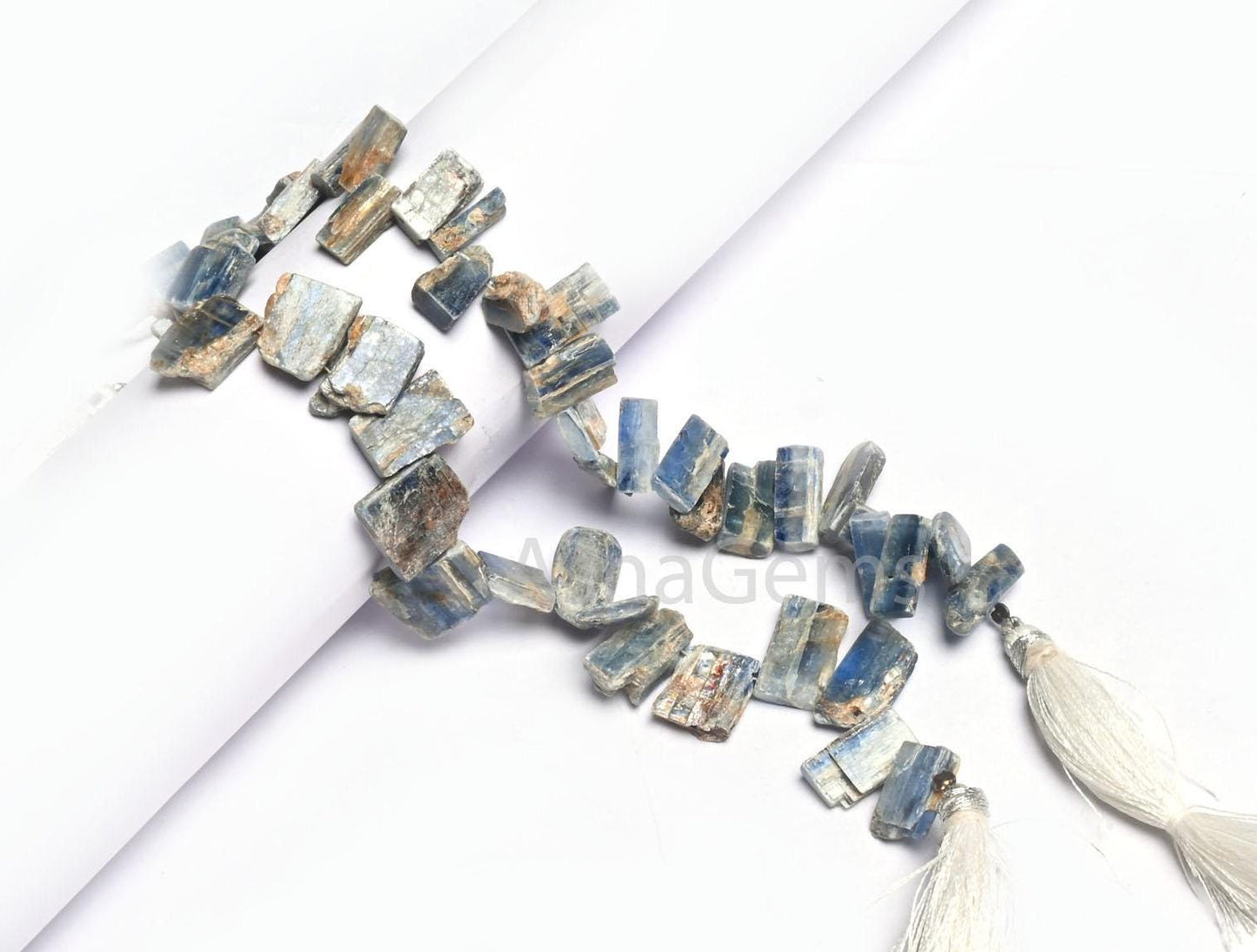 Beautiful Kyanite Smooth Raw Slice Uneven Beads,8"Strand natural Blue Kyanite Flat Rough Unshape Gemstone Kyanite Beads Jewelry Making Craft