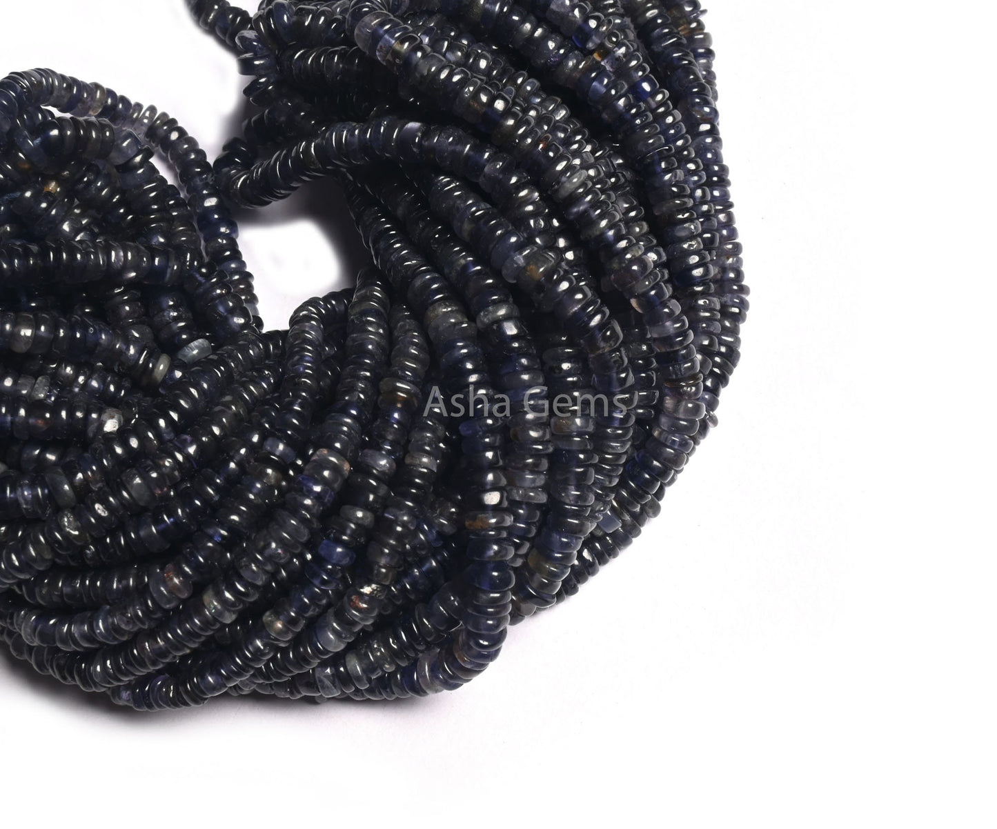 Blue Iolite Smooth Heishi Tyre Gemstone Loose Beads,8/16"Strand Natural Iolite Flat Wheel Shape Beads, Iolite Bead Jewelry Making Craft SALE
