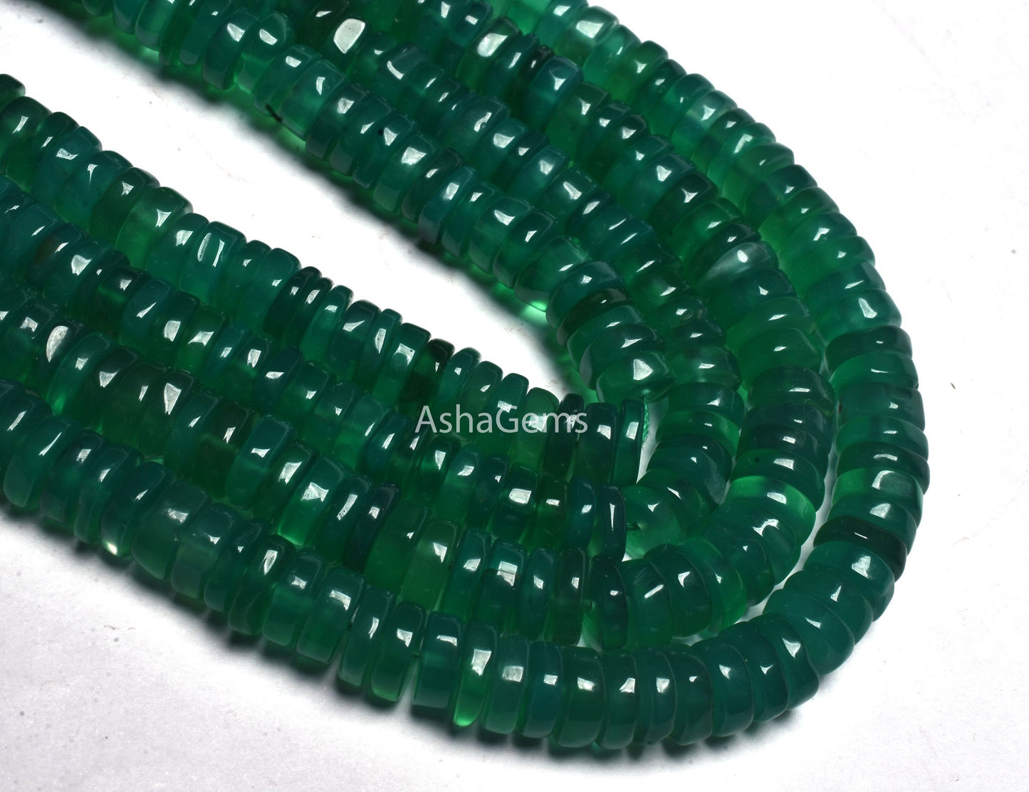 Beautiful Green Onyx Tyre Shape Gemstone Beads, AAA Green Onyx Beads, Onyx Smooth heishi Tyre Beads Green Gemstone Flat Wheel Handmade beads