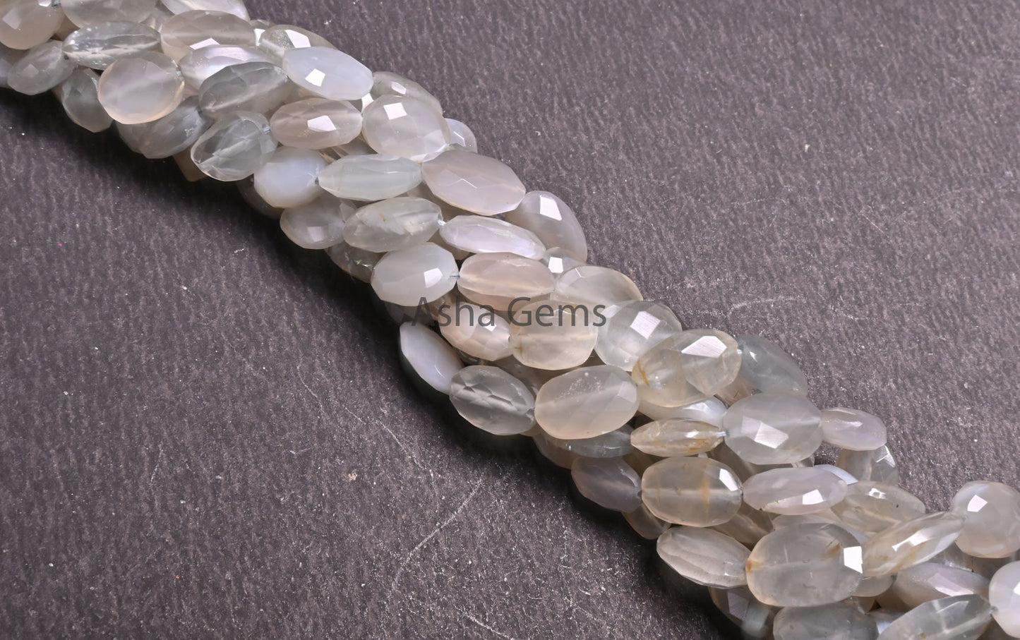 Natural Grey Moonstone faceted Indian Cut Oval Beads,9" Moonstone Oval Briolette Straight Drill Gemstone Beads, grey Moonstone Beads Jewelry