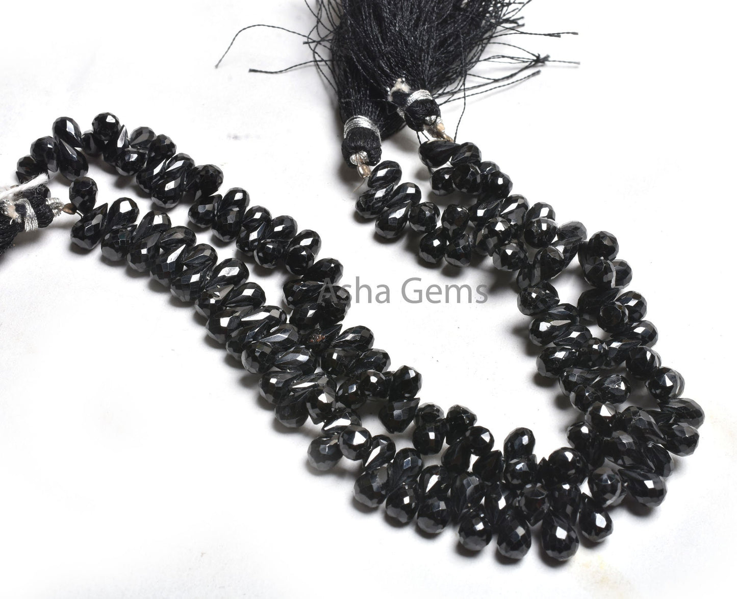 Natural Black Spinal Drops Shape Beads, Black Spinal Faceted Teardrops Beads,8 " AAA Black Spinal Drops Briolette Side Drill Beads Jewelry