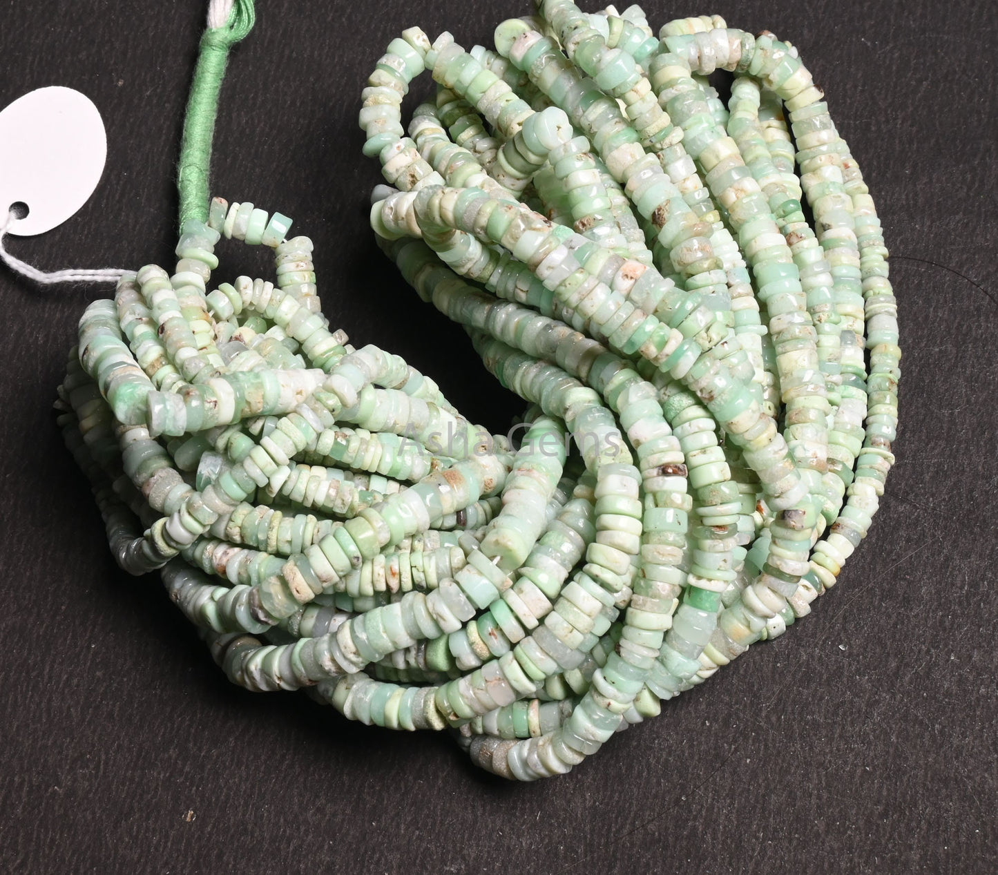 Natural Green Chrysoprase Smooth Heishi Tyre Beads Strand Shaded Green Chrysoprase Flat Tyre Beads Handmade Wheel Shape Beads Jewelry Making