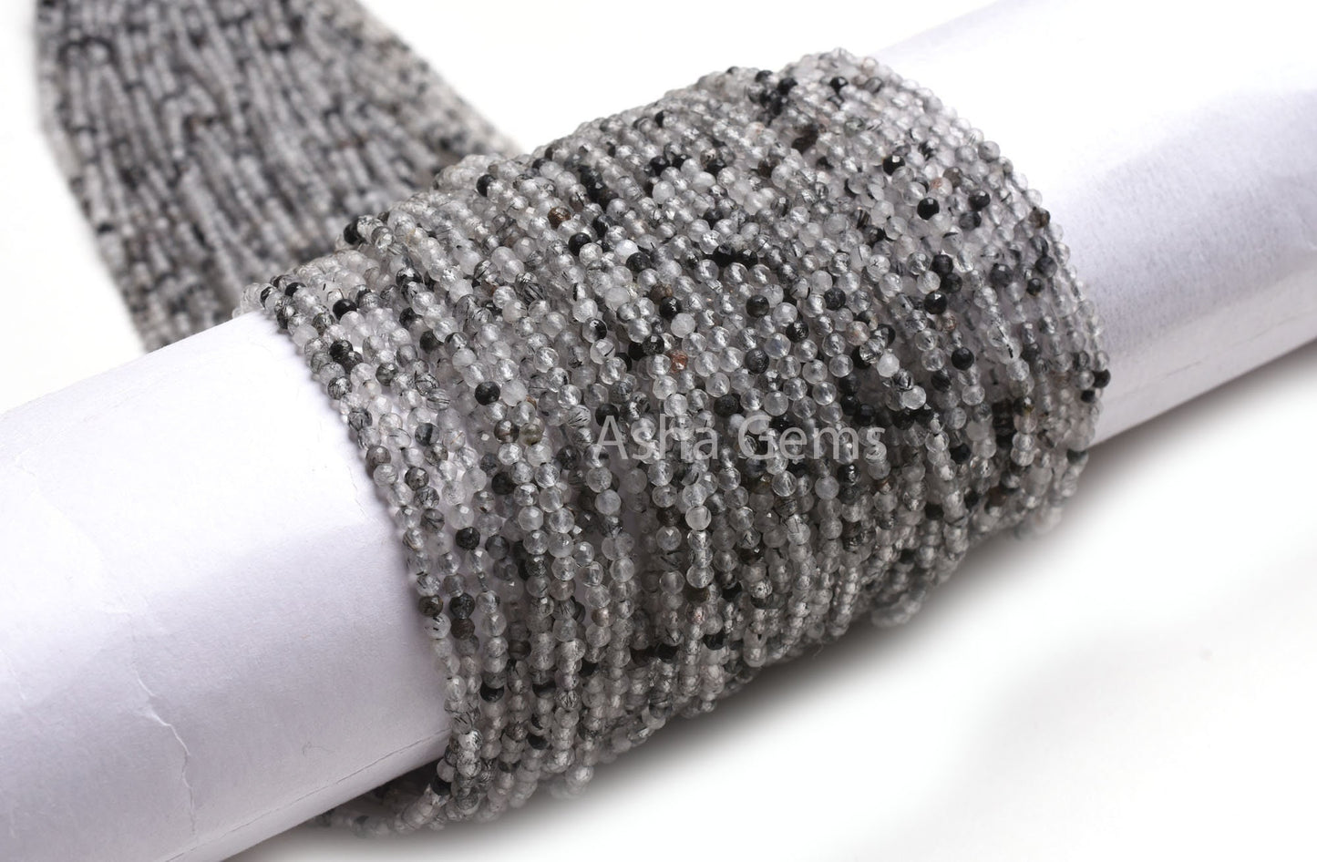 2.5 mm Natural Black Rutile Faceted Micro Cut Gemstone Beads.12.5" Strand Black Rutile Rondelle Machin Cut Beads, Black Rutile Bead Jewelry