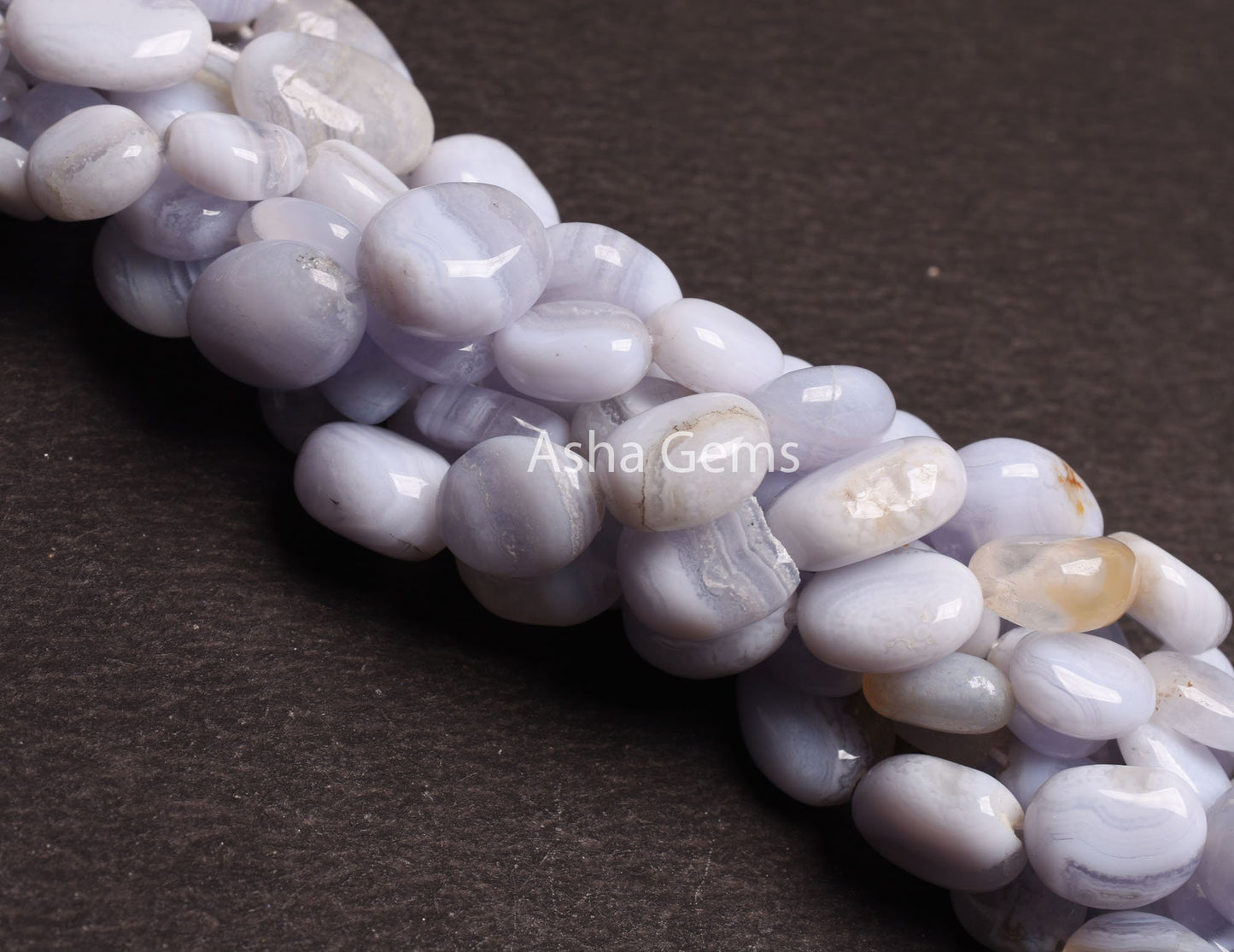 Natural Blue Lace Agate Smooth Oval Beads,7" Blue Lace Agate Handmade Uneven Oval Straight Drill Gemstone Bead, Blue Lace Agate Jewelry SALE