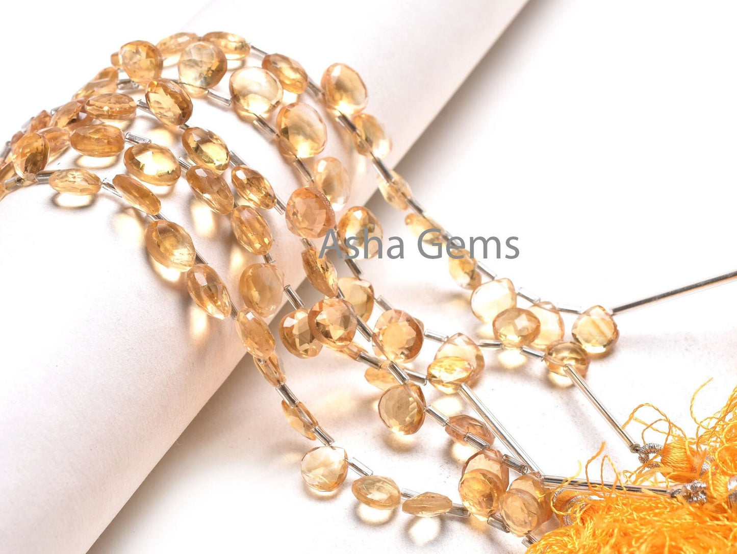 AAA Quality Natural Citrine Quartz Faceted Heart Shape Beads, Yellow Citrine Machine Cut Heart Briolette Gemstone Citrine Beads Jewelry SALE