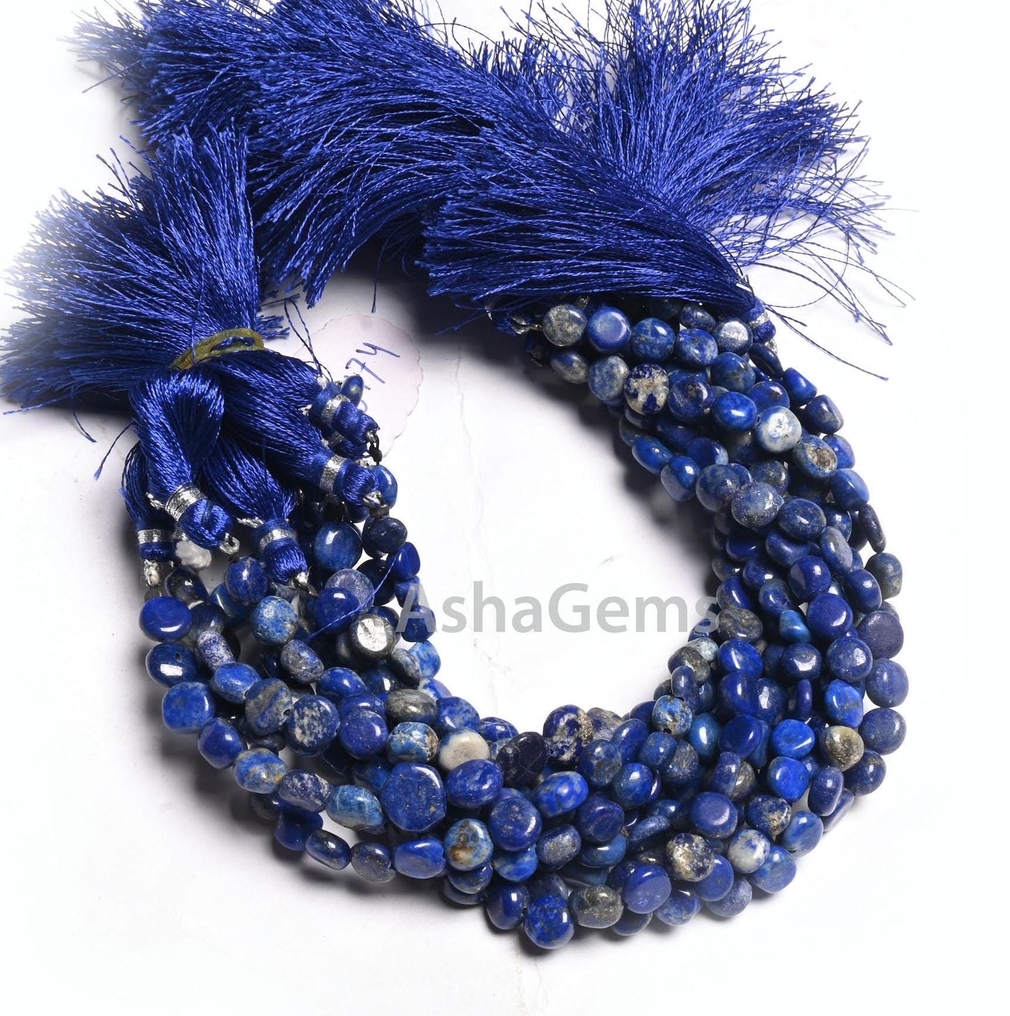 Natural Blue Lapis Smooth Coin Shape Gemstone Loose Beads,8" Lapis lazuli Plain Coin Handmade Straight Drill Beads, Lapis Bead Jewelry Craft