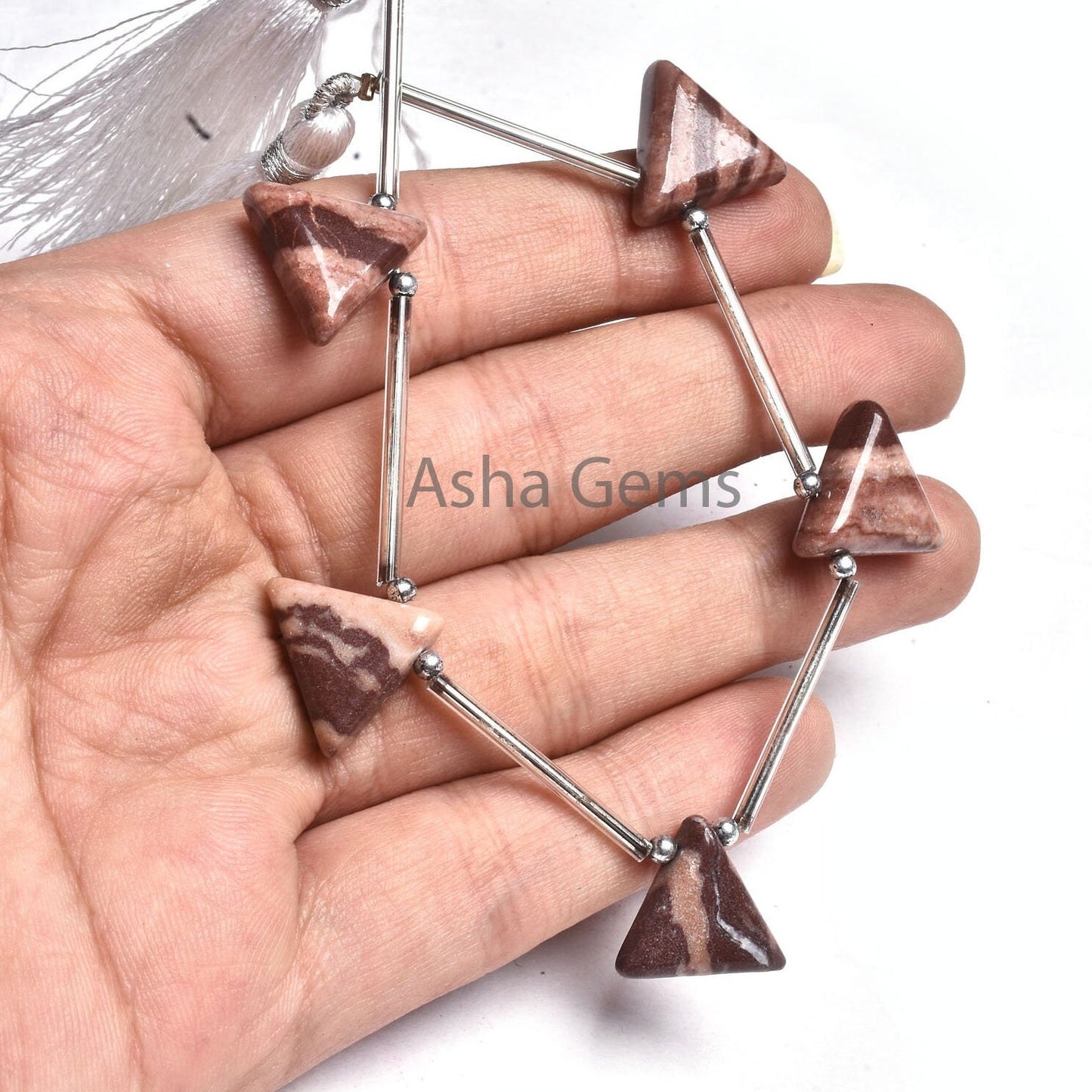 Shaded Brown Jasper Triangle Shape Beads,14-16 mm Picture Jasper Smooth Trillion Gemstone Side Drill Beads, Jasper Beads Jewelry making Sale
