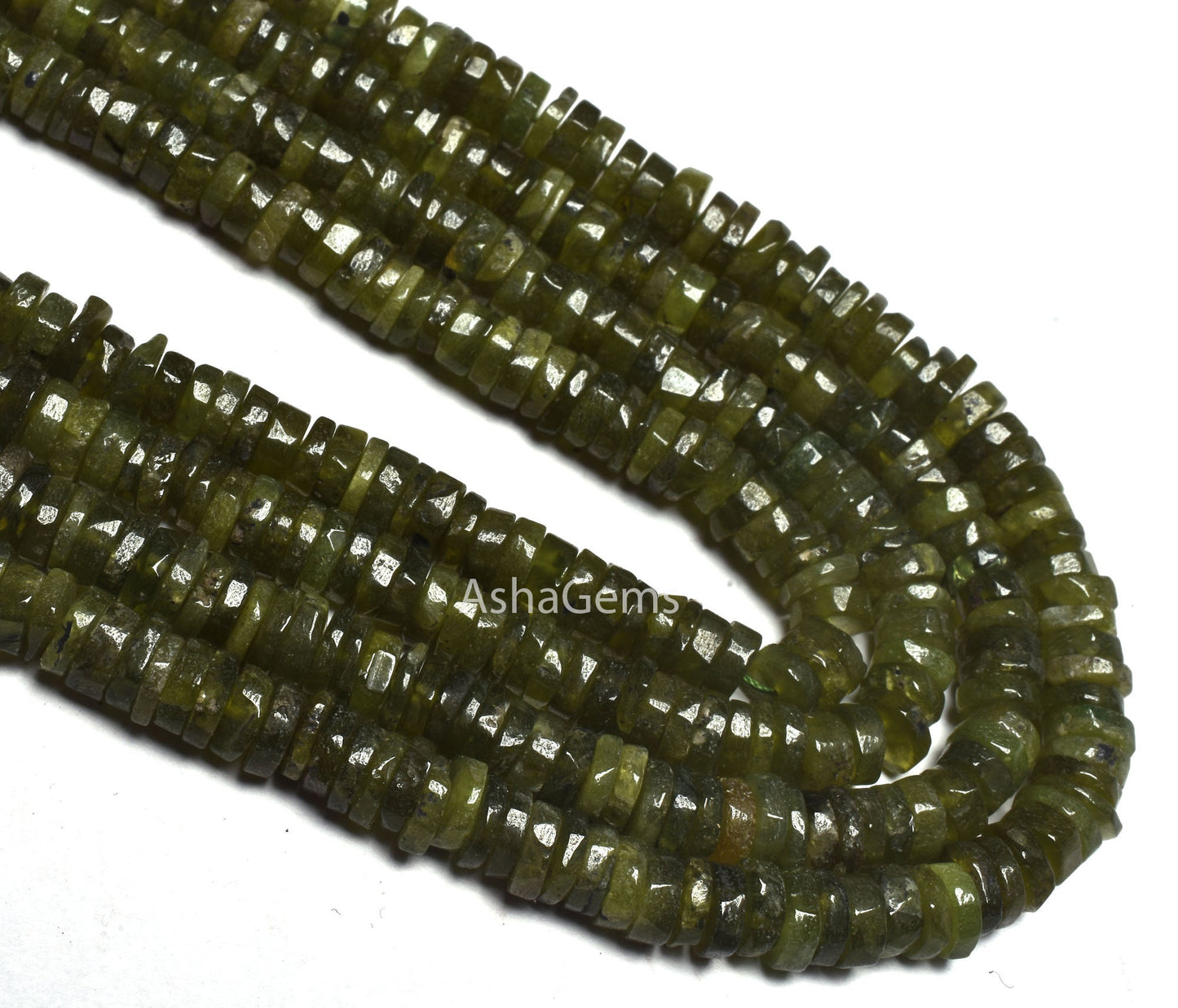 Natural Green Vessonite Smooth Heishi Tyre Gemstone beads,6mm Vessonite Plain Wheel Shape Beads Strand Bessonite Beads For Jewelry SALE
