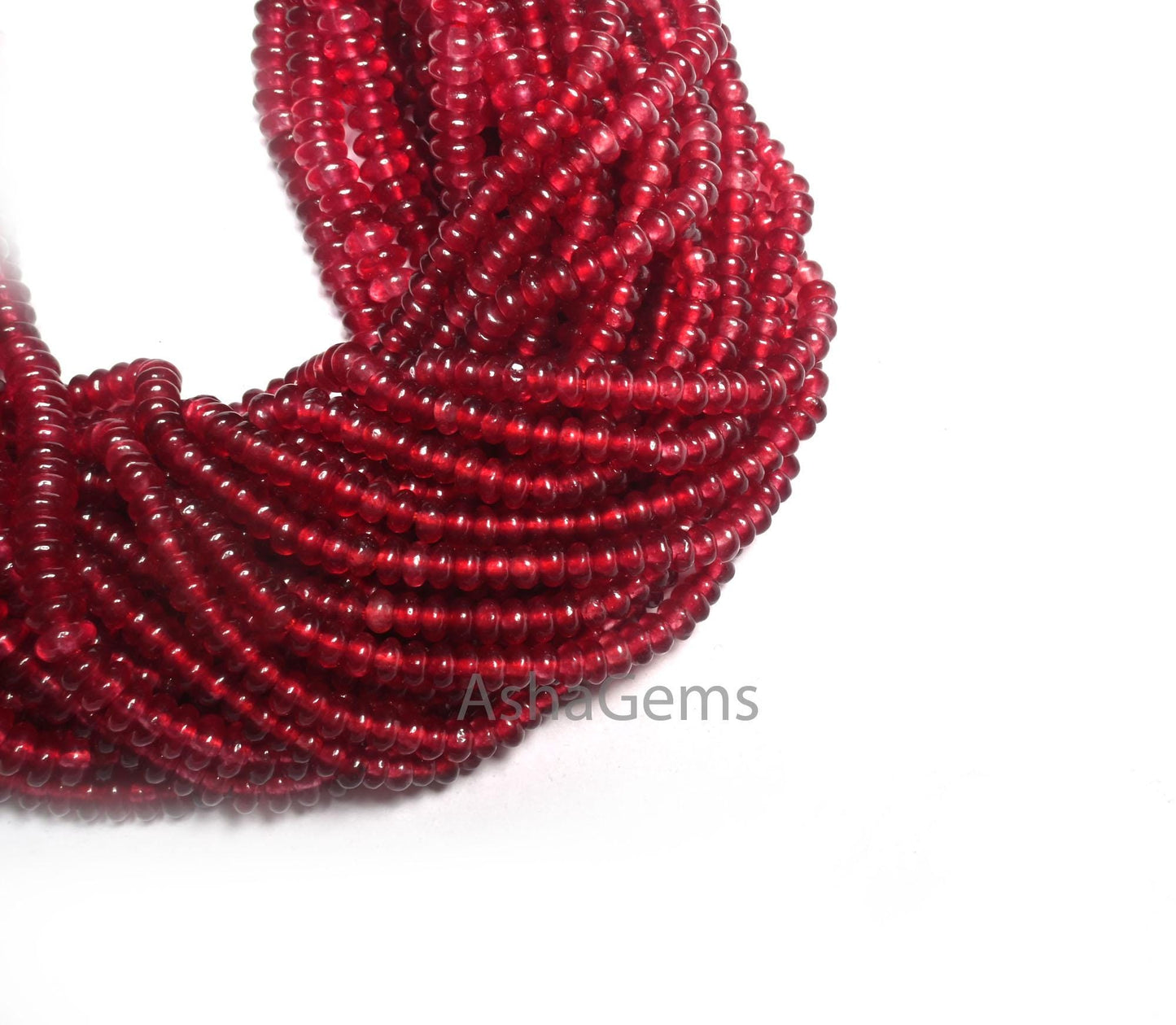 AAA Quality Red Jade Quartz Smooth Rondelle Beads,3.5, 4.5 mm Red Jade handmade Gemstone Beads, Jade Quartz Beads Jewelry Making Craft SALE