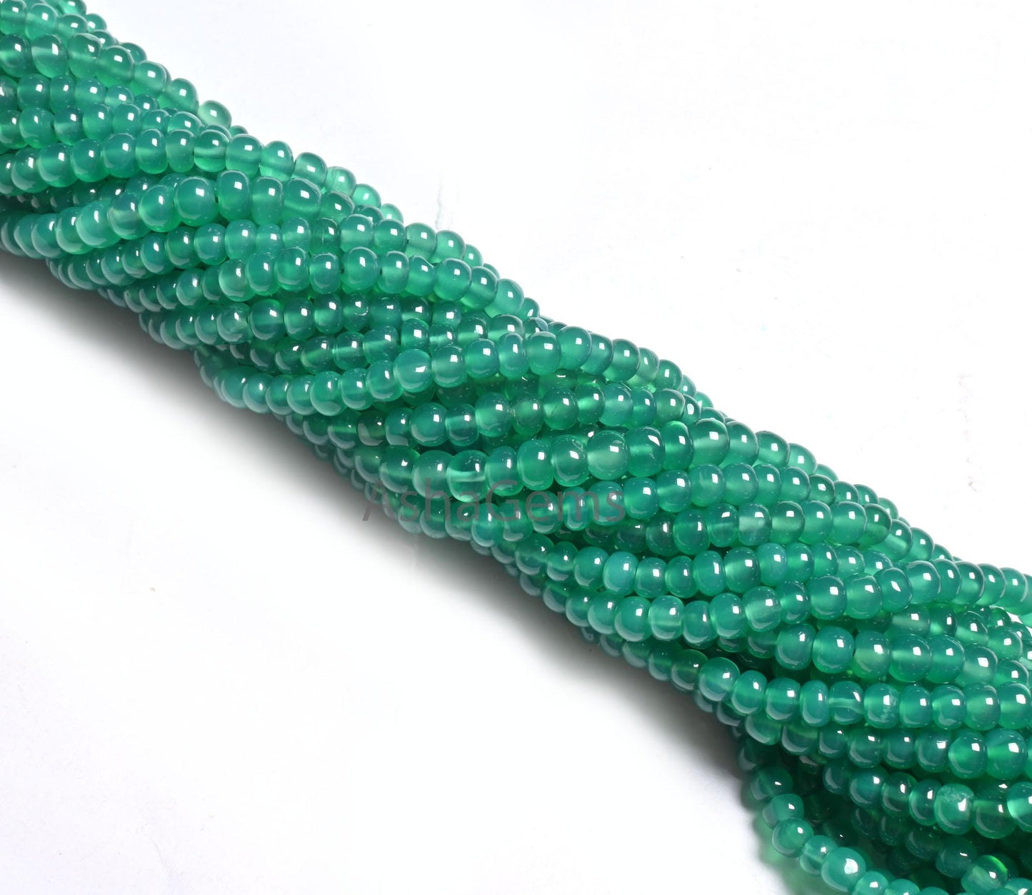Natural Green Onyx Smooth Rondelle Shape Handmade Beads,12.5" Fine Green Onyx Beads, Onyx Rondelle Gemstone Loose Beads Jewelry making Craft