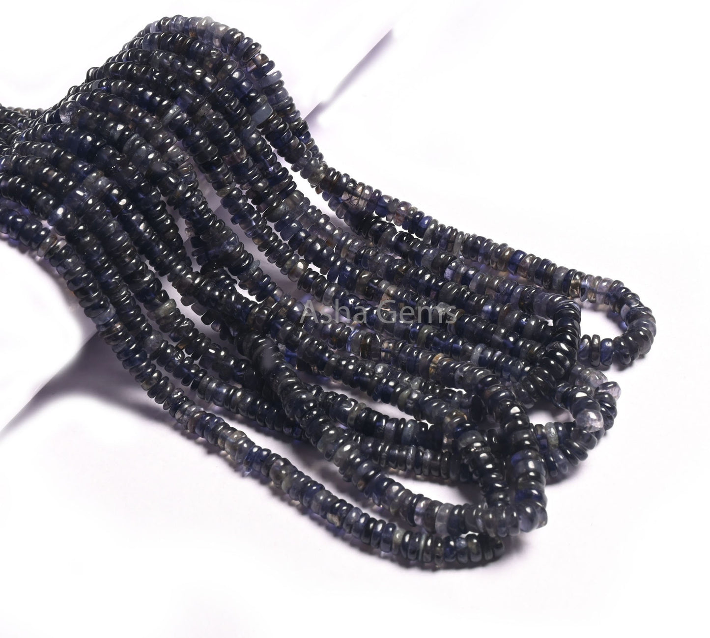 Blue Iolite Smooth Heishi Tyre Gemstone Loose Beads,8/16"Strand Natural Iolite Flat Wheel Shape Beads, Iolite Bead Jewelry Making Craft SALE