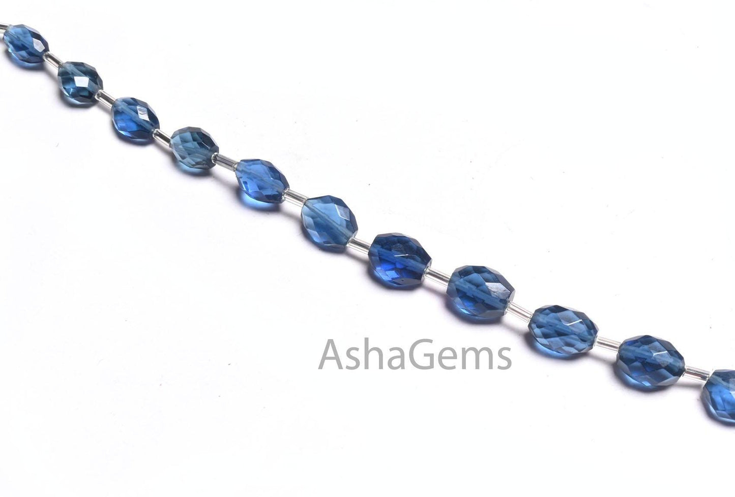Fine Quality Blue Quartz Hydro fancy Puff Oval Checker Cut Beads,6x8-8.5x10 mm Royal Blue Hydro faceted Oval Briolette handmade Bead Jewelry