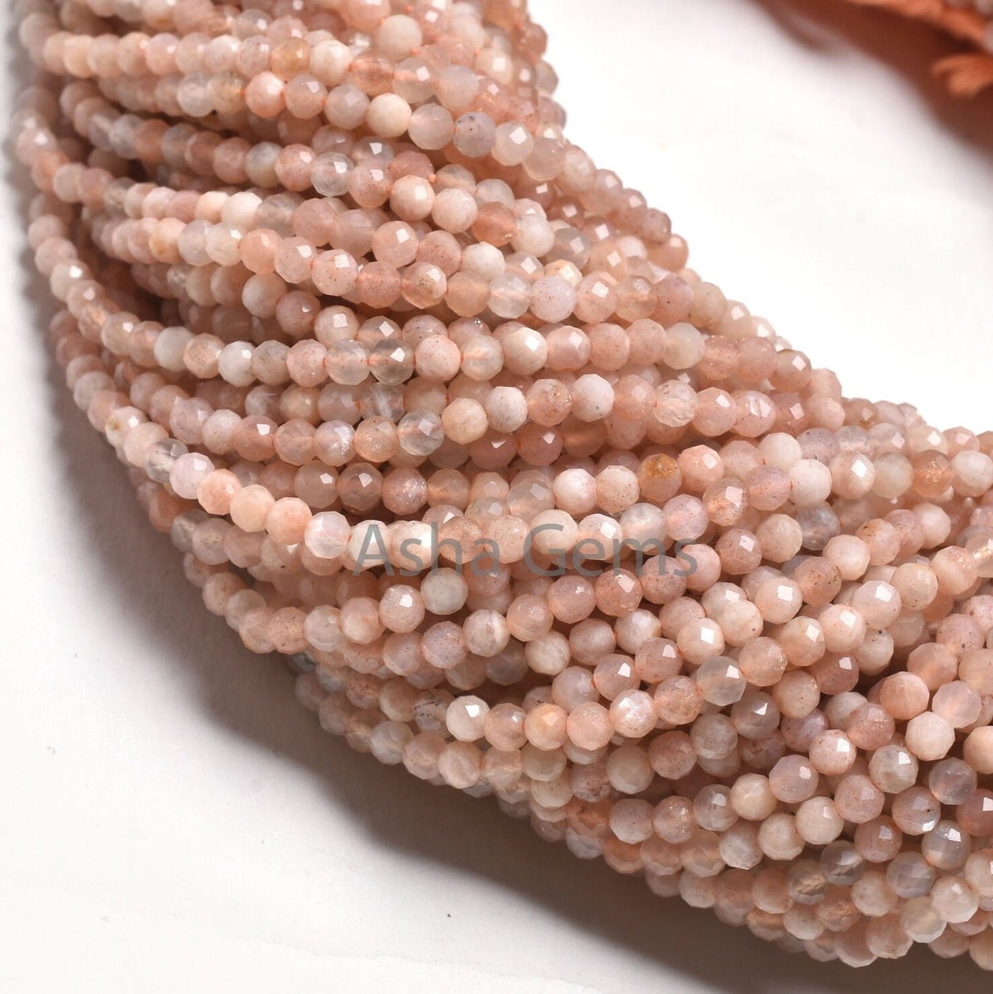 Natural Peach Moonstone Micro Cut Round Beads,3.2 mm Fine Pink Moonstone Machine Cut Faceted Round Ball Gemstone Beads Jewelry Makings Sale