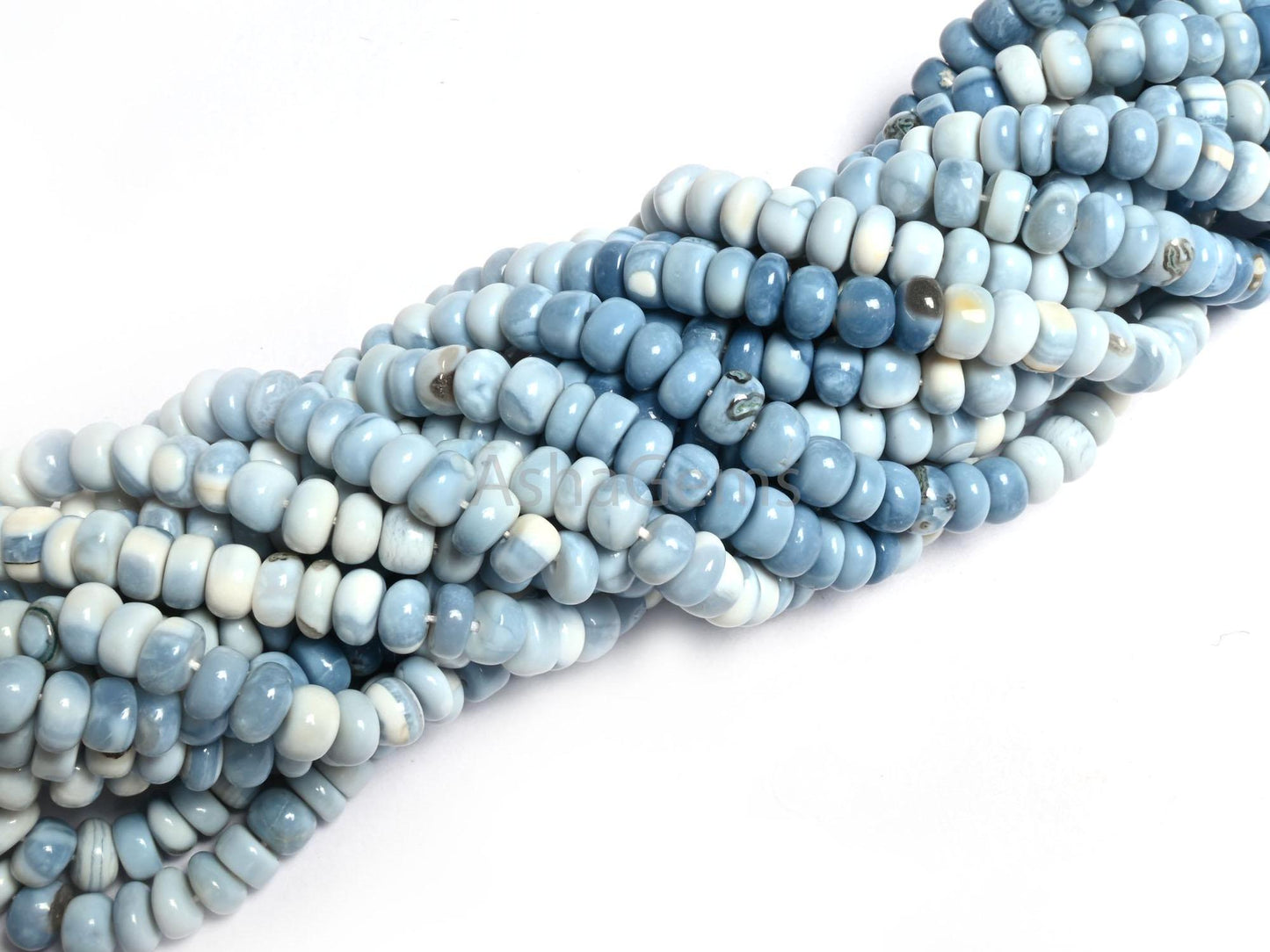 Beautiful Blue Oregon Opal Smooth Gemstone Beads, Shaded Blue White Opal Plain Handmade Rondelle Uneven Beads, Pigeon blue Opal jewelry SALE