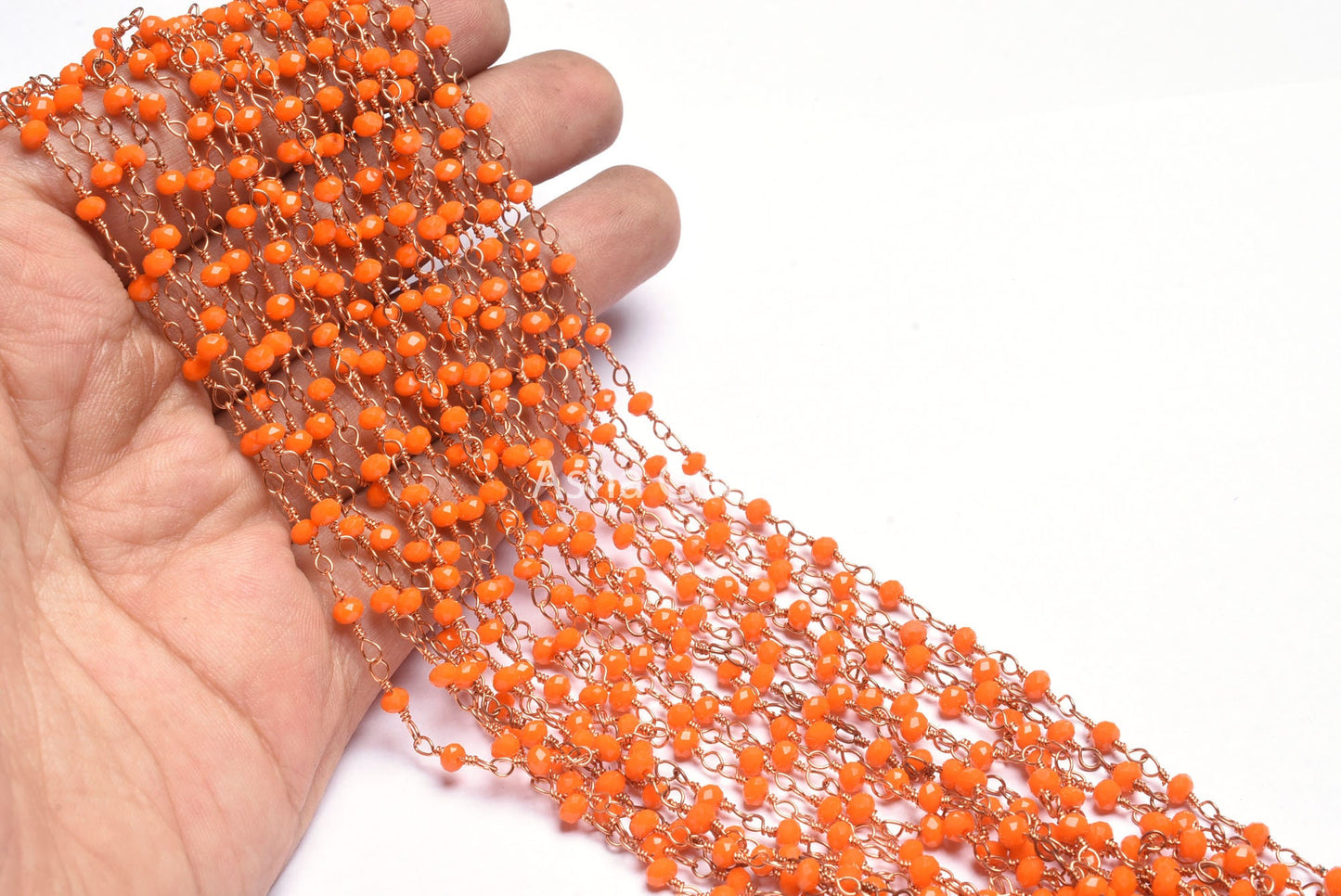 Beautiful Coral Hydro Faceted Rondelle Beads Rosary Chain,3mm Rose Gold Plated Copper Wire Wrap Coral hydro Handmade Chains Jewelry Necklace