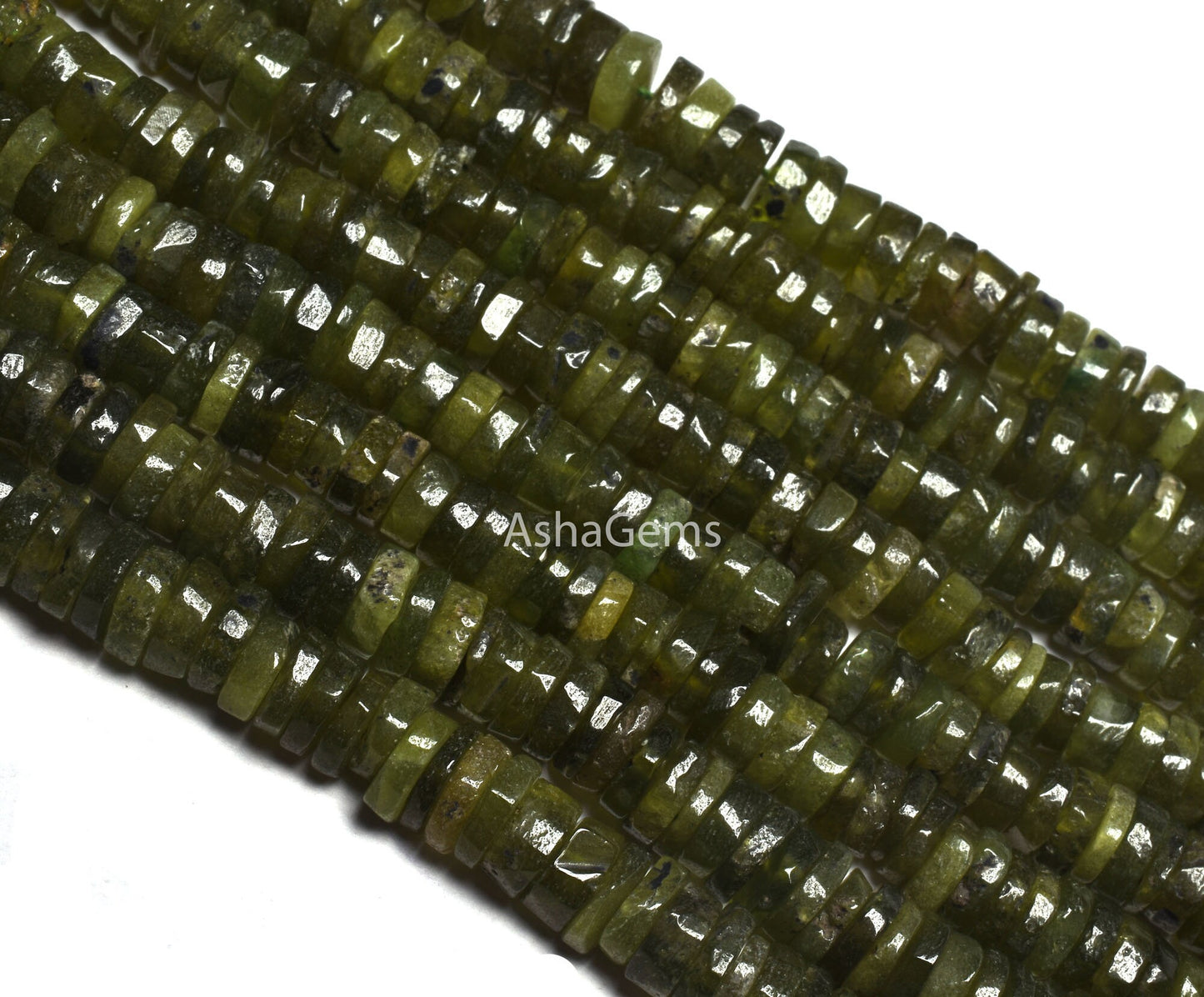 Natural Green Vessonite Smooth Heishi Tyre Gemstone beads,6mm Vessonite Plain Wheel Shape Beads Strand Bessonite Beads For Jewelry SALE