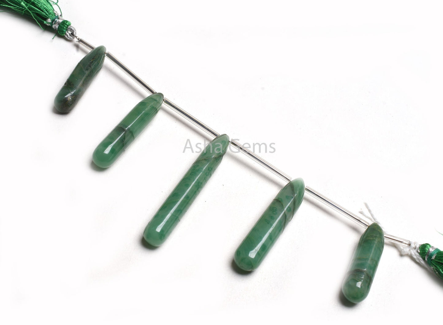 Beautiful Green Chalcedony Smooth Long Drop Beads,9x32-9.5x56 mm Chalcedony Plain Handmade Fancy Pencil Teardrop Briolette Bead Jewelry SALE
