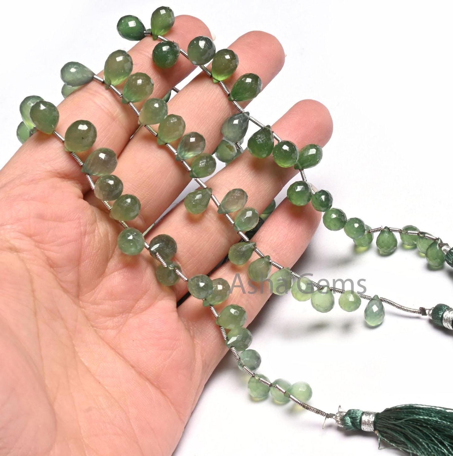 AAA Quality Green aventurine faceted Drop Shape Beads,8" Natural Aventurine Teardrop Briolette Gemstone Side Drill Beads Jewelry Crafts SALE