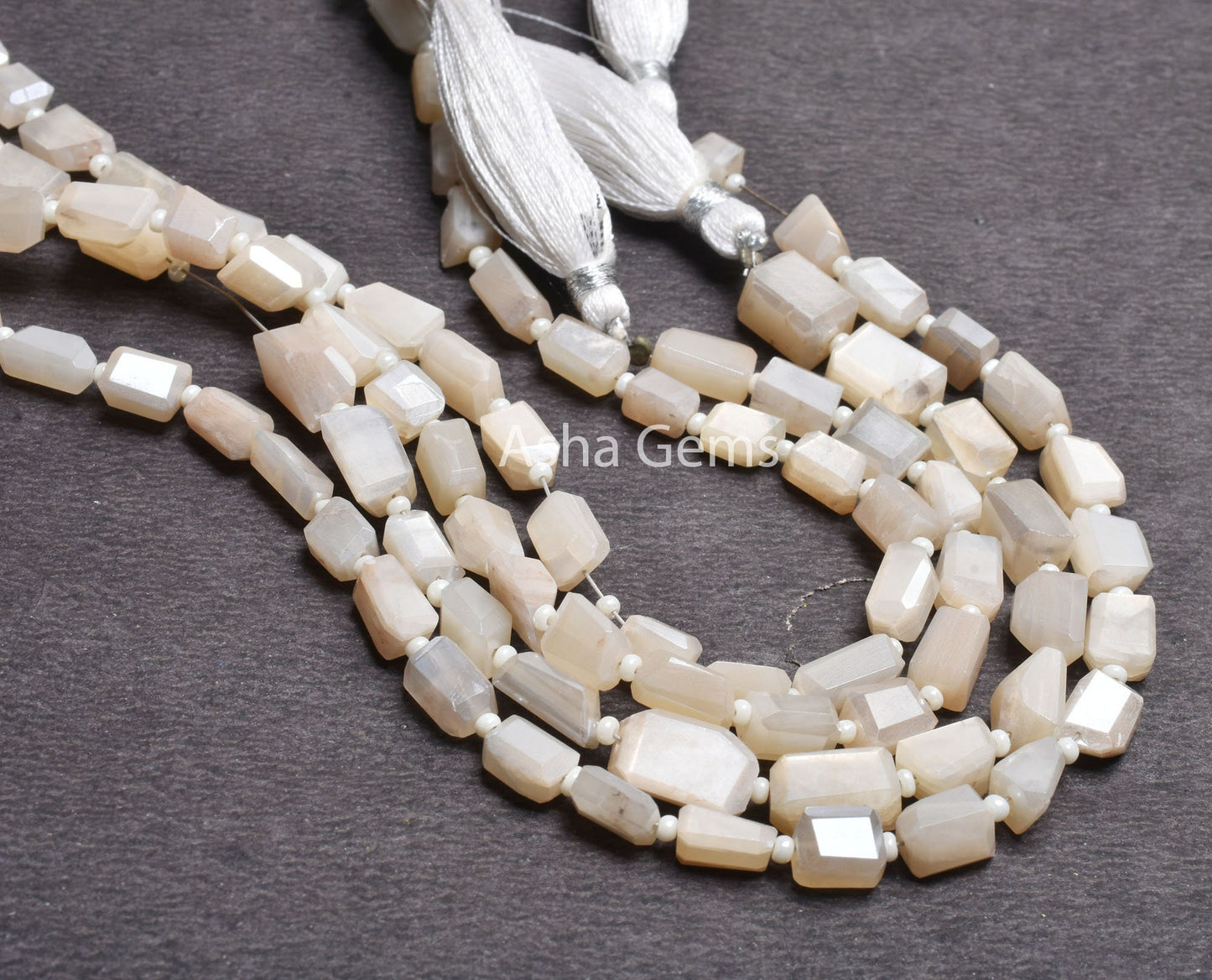 Beautiful Moonstone Silver Coated Faceted Nugget Shape Beads, White Moonstone Coated Tiny Nugget Gemstone Straight Drill Bead Jewelry Crafts (AG 22216)