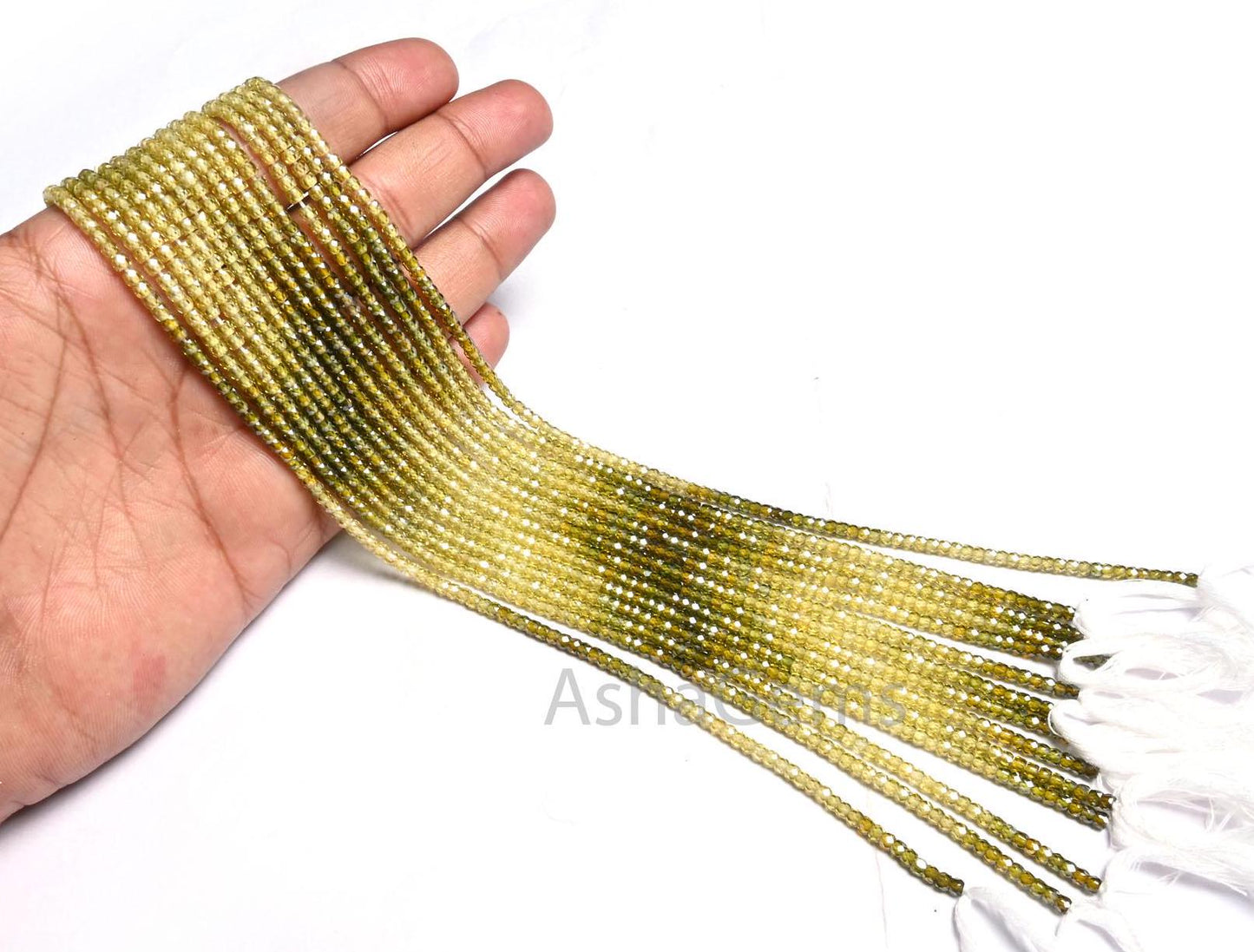 Beautiful Shaded Green zircon Faceted Rondelle Shape Beads,13" Strand Cubic zircon beads,3 mm AAA Green Zircon Beads For Necklace Jewelry
