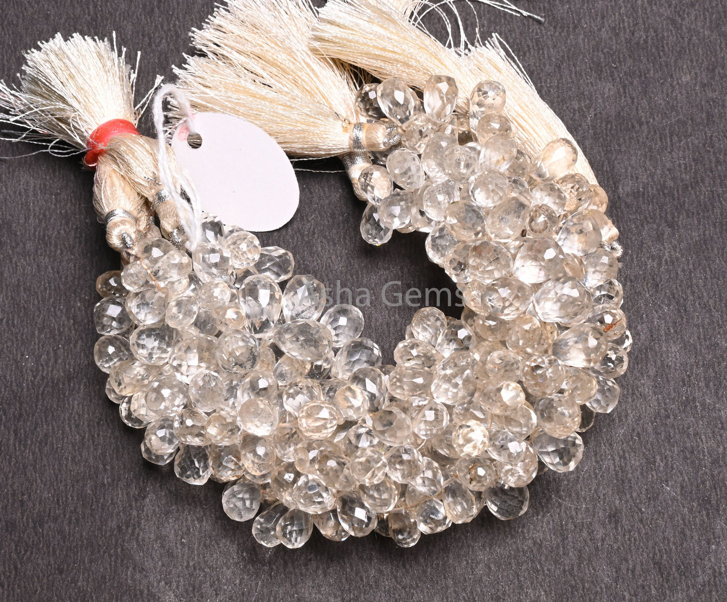Natural White Topaz Faceted Drop Shape Gemstone Beads,9" Strand Topaz Side Drill Teardrop Gemstone Briolette Beads Jewelry Making Craft SALE