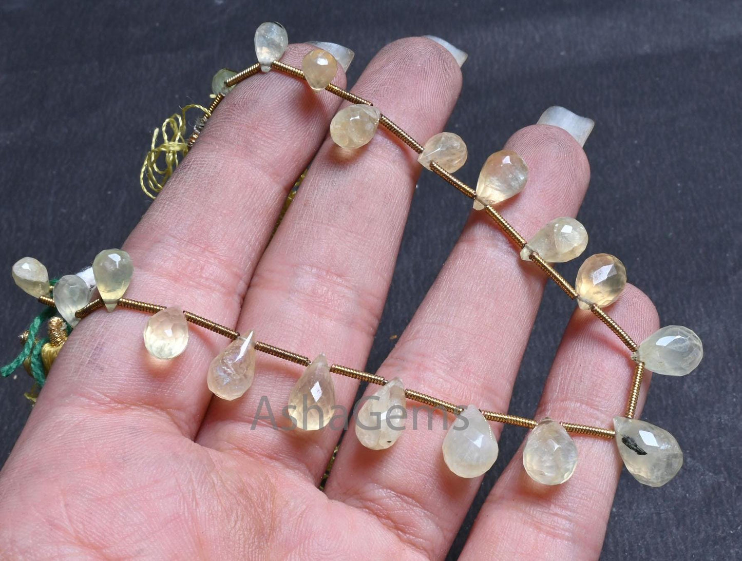 Beautiful Prehnite Faceted Drop Shape Beads, 7" Natural Light Green Prehnite Teardrop Briolette Gemstone beads Jewelry makings Crafts SALE (AG 18631)