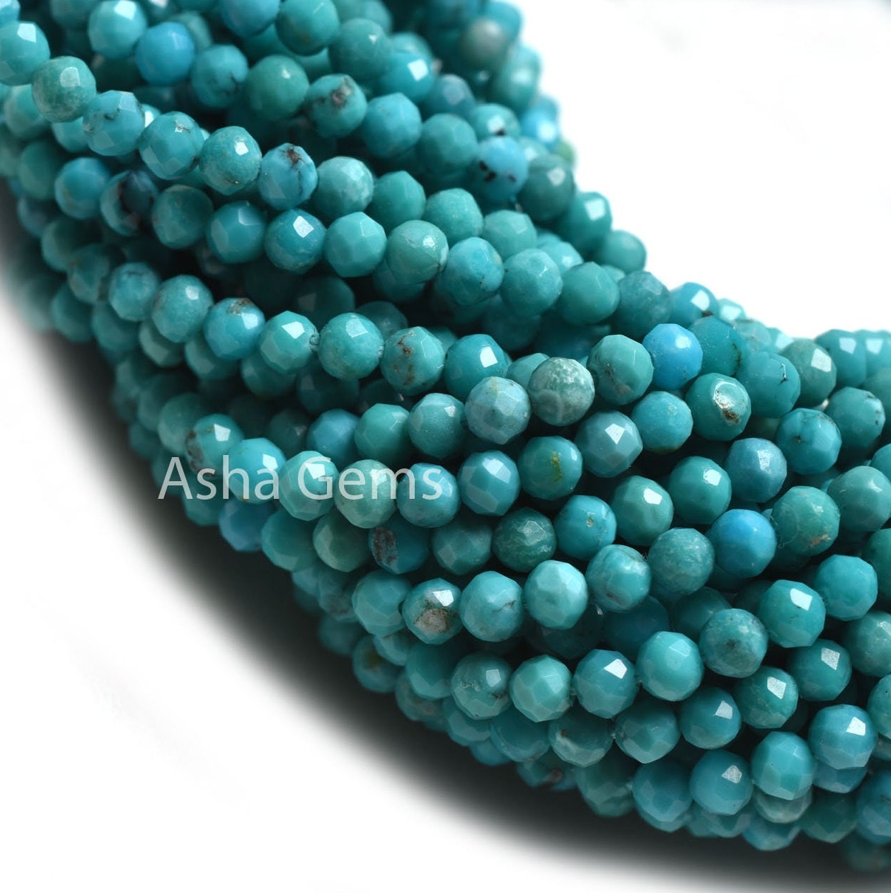 AAA Natural Arizona Turquoise Micro Cut Gemstone Beads,2.5 mm American Turquoise Machine Cut Rondelle Faceted Beads,13" Blue Turquoise Beads