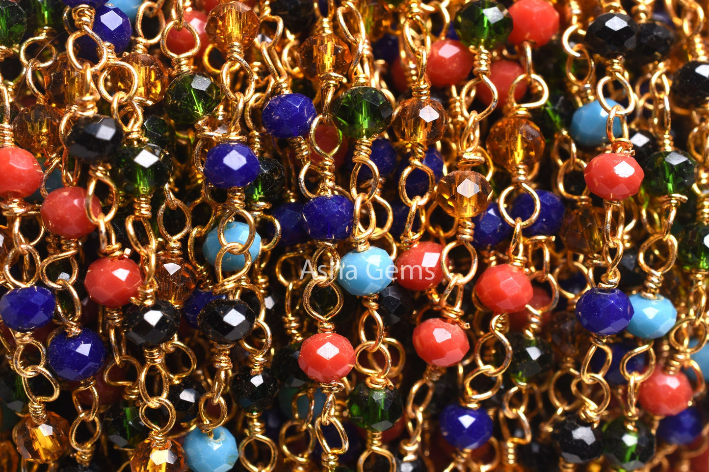 Beautiful Multi Disco Hydro Faceted Rondelle Beads Rosary Chain Gold Plated Wire Wrap Jewelry Making Beaded handmade Colorful Chains Jewelry