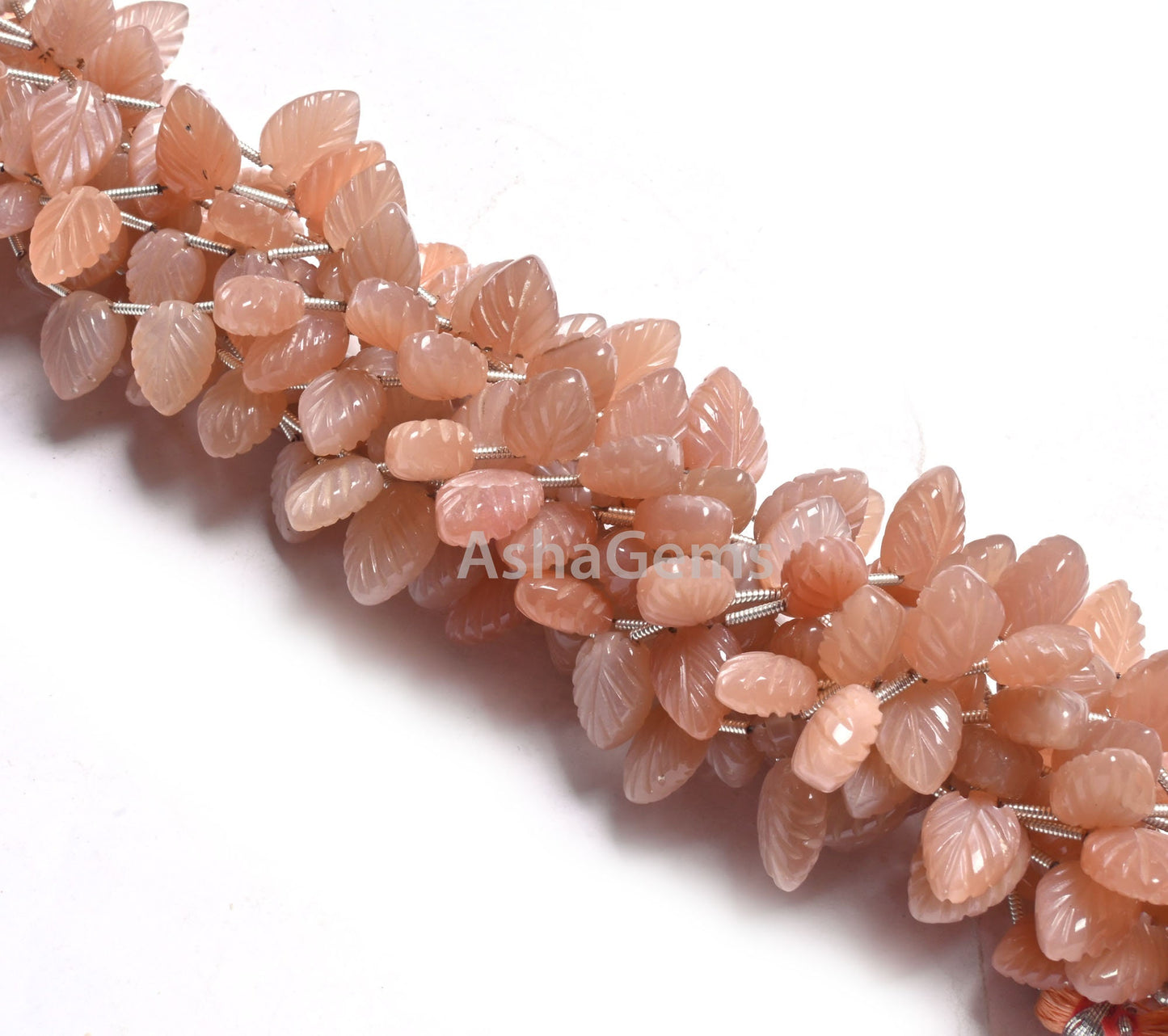 AAA Quality Peach Moonstone Leaf Shape Carving Beads,Natural Moonstone Fancy Carved Pear Briolette Side Drill Gemstone Handmade Bead Jewelry