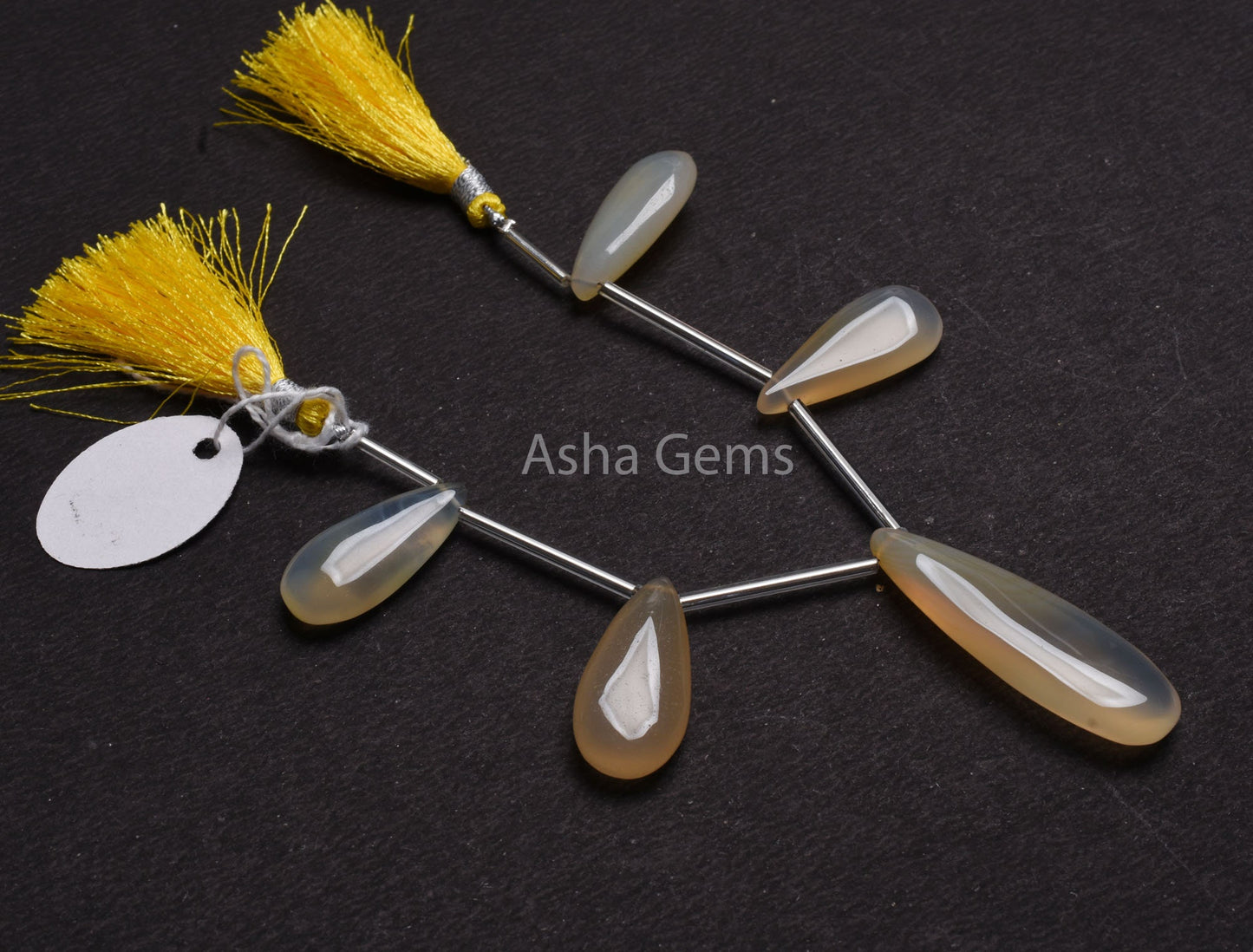 Beautiful Chalcedony Smooth Pears Gemstone Beads, Shaded Off Light Yellow Chalcedony Fancy Teardrop Side Drill Beads Necklace Jewelry Making
