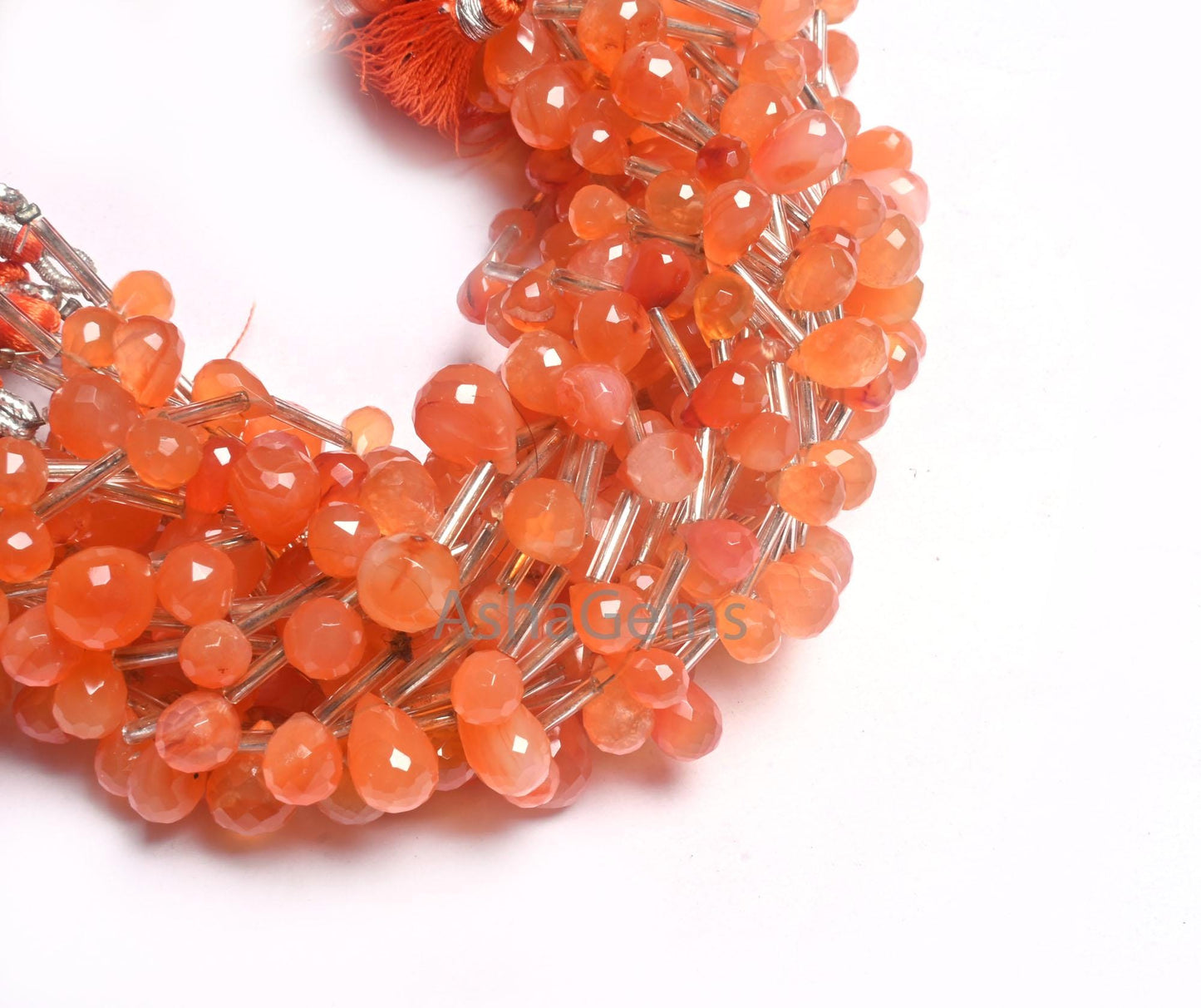 Beautiful Orange Carnelian Faceted Drop Shape Beads, Natural Carnelian Side Drill Gemstone Teardrop Fine carnelian Beads Jewelry Crafts SALE (AG 18599)
