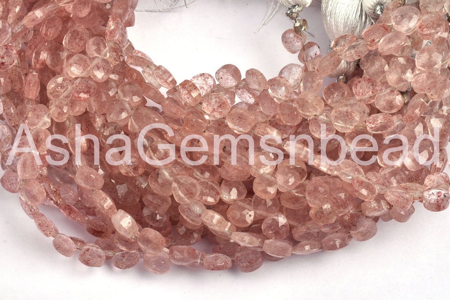 5 mm Beautiful Pink Strawberry Quartz Faceted Heart Shape Gemstone Beads, AAA Natural Strawberry Quartz Tiny Heart Briolette Beads Jewelry