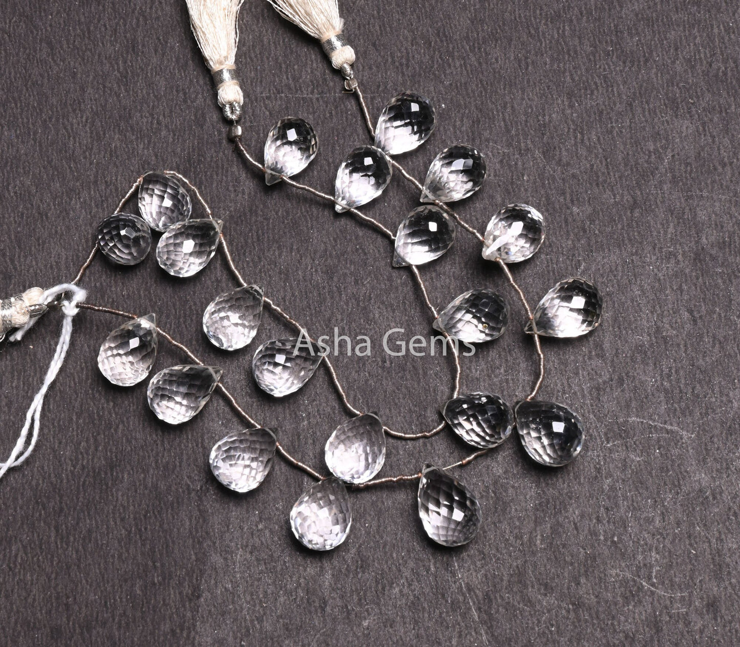 AAA Quality Crystal Faceted Drop Side Drill Gemstone Beads, Natural White Crystal Quartz Teardrop Briolette Bead,6" Crystal Bead Crafts SALE