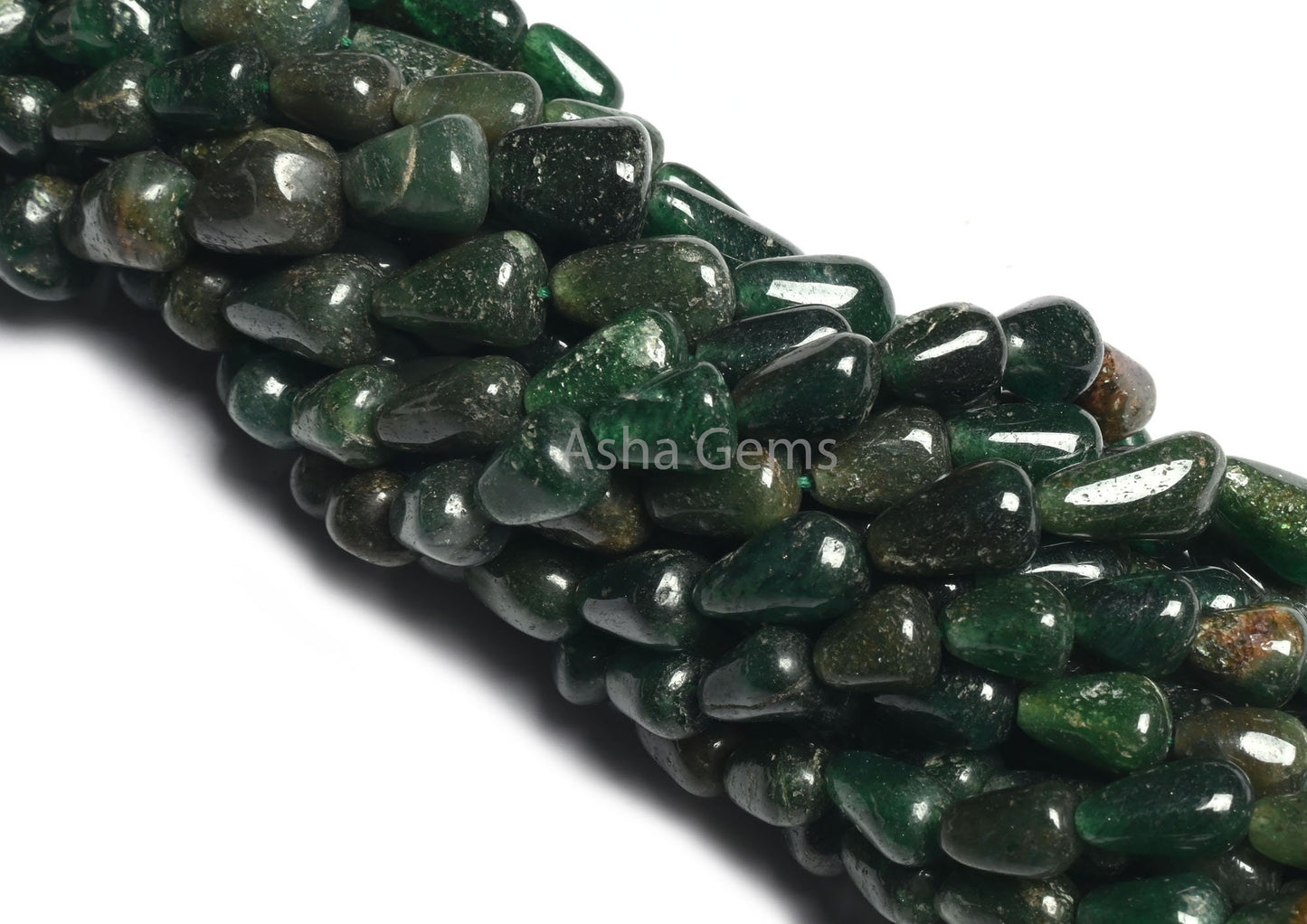 Natural Mica Margaj Smooth Drop Shape Gemstone Beads,12" Strand Dark Green Mica Plain Handmade Drops Straight Drill Beads Jewelry handicraft