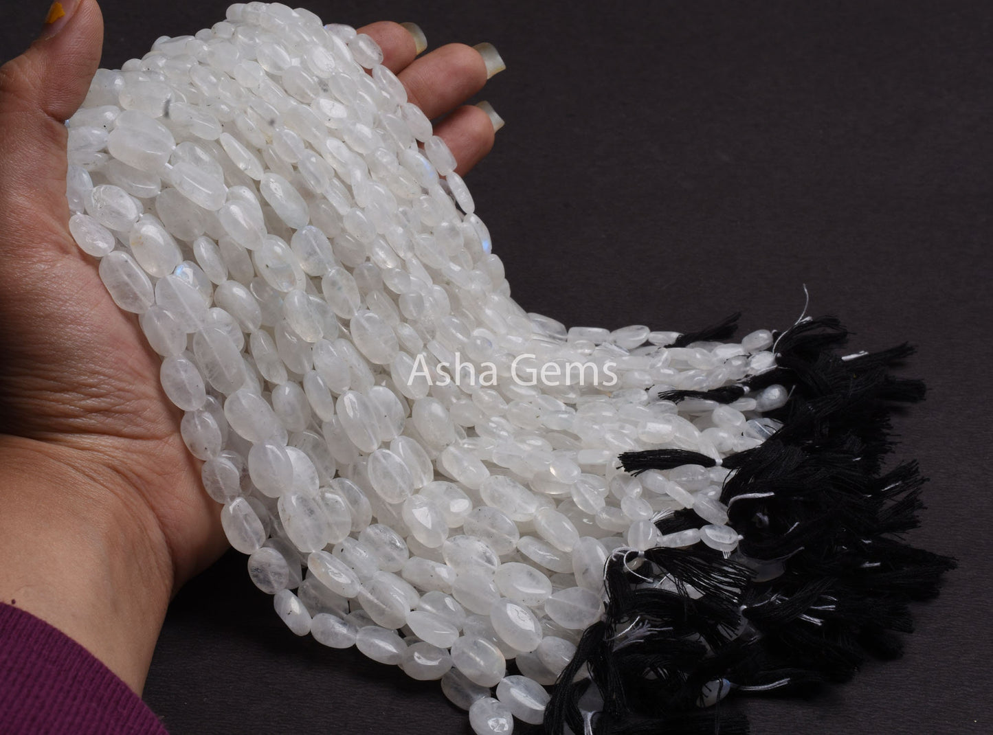 13"Strand Rainbow Moonstone Smooth Oval Shape Gemstone Loose Beads, White Rainbow uneven Oval handmade Bead Blue Fire Rainbow Moonstone bead