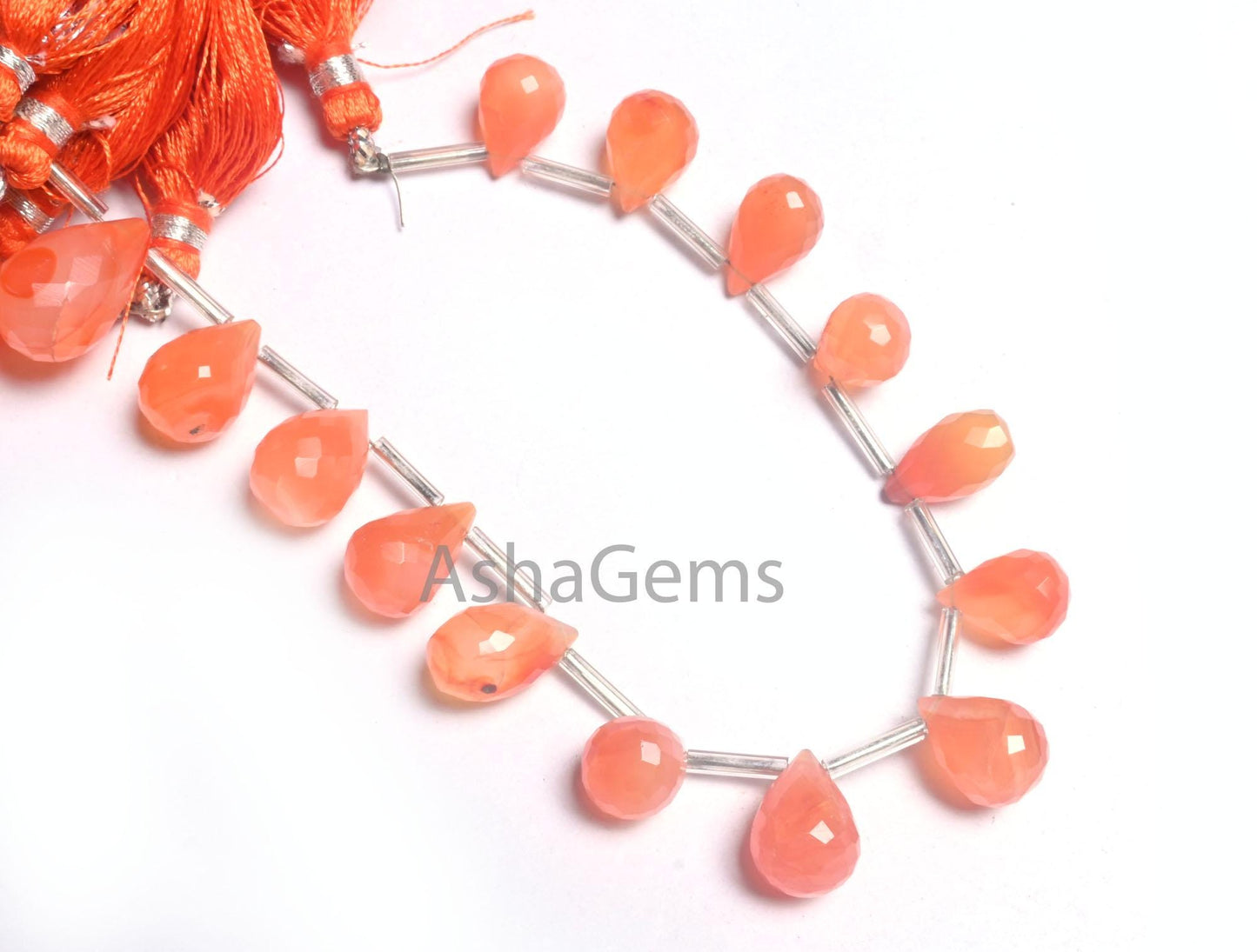 Beautiful Orange Carnelian Faceted Drop Shape Beads, Natural Carnelian Side Drill Gemstone Teardrop Fine carnelian Beads Jewelry Crafts SALE (AG 18599)