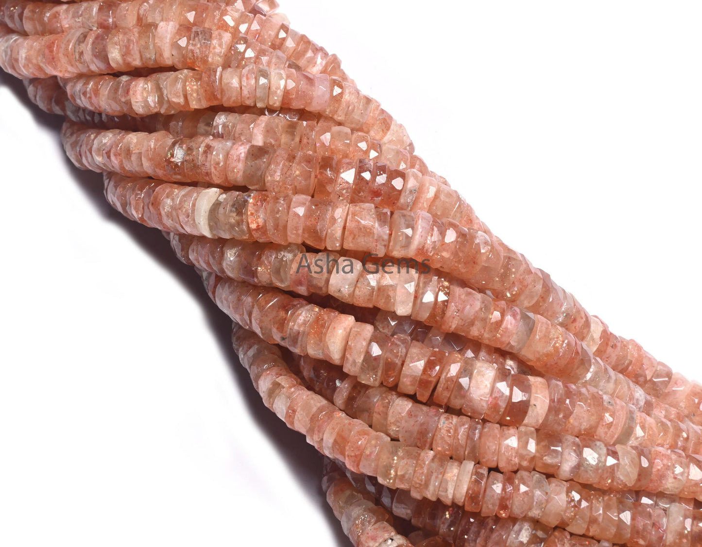 Beautiful Sunstone Faceted Heishi Tyre Beads,Natural Red Sunstone Handmade Indian Cut Flat Wheel Shape Gemstone Disc Bead Jewelry Craft SALE