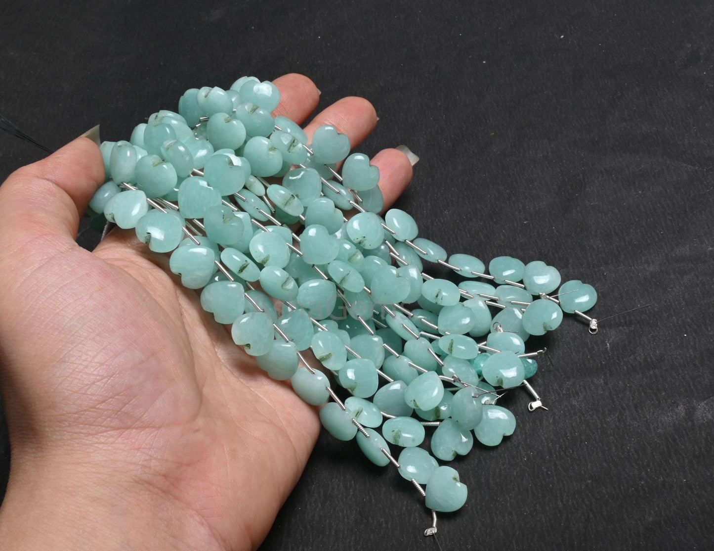 Beautiful Peru Amazonite Fancy Carved Heart Gemstone Loose Beads, AAA Natural Blue Amazonite Carving handmade Amazonite Beads Jewelry Crafts