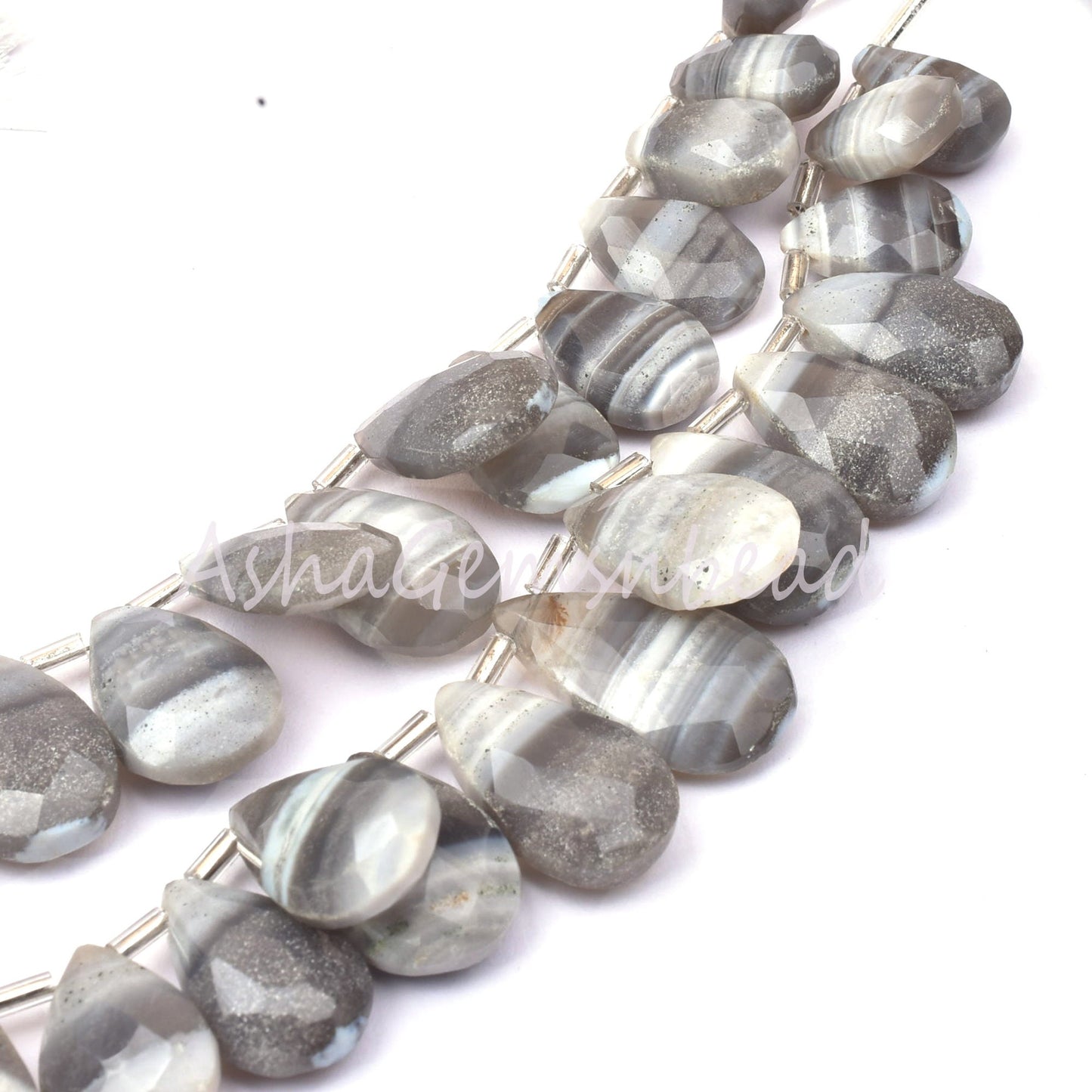 Grey Banded Agate Faceted Pear Shape Beads ,Boulder Agate Teardrop Gemstone Bead Faceted Briolette, Agate Beads Fancy Jewelry Craft Jewelry