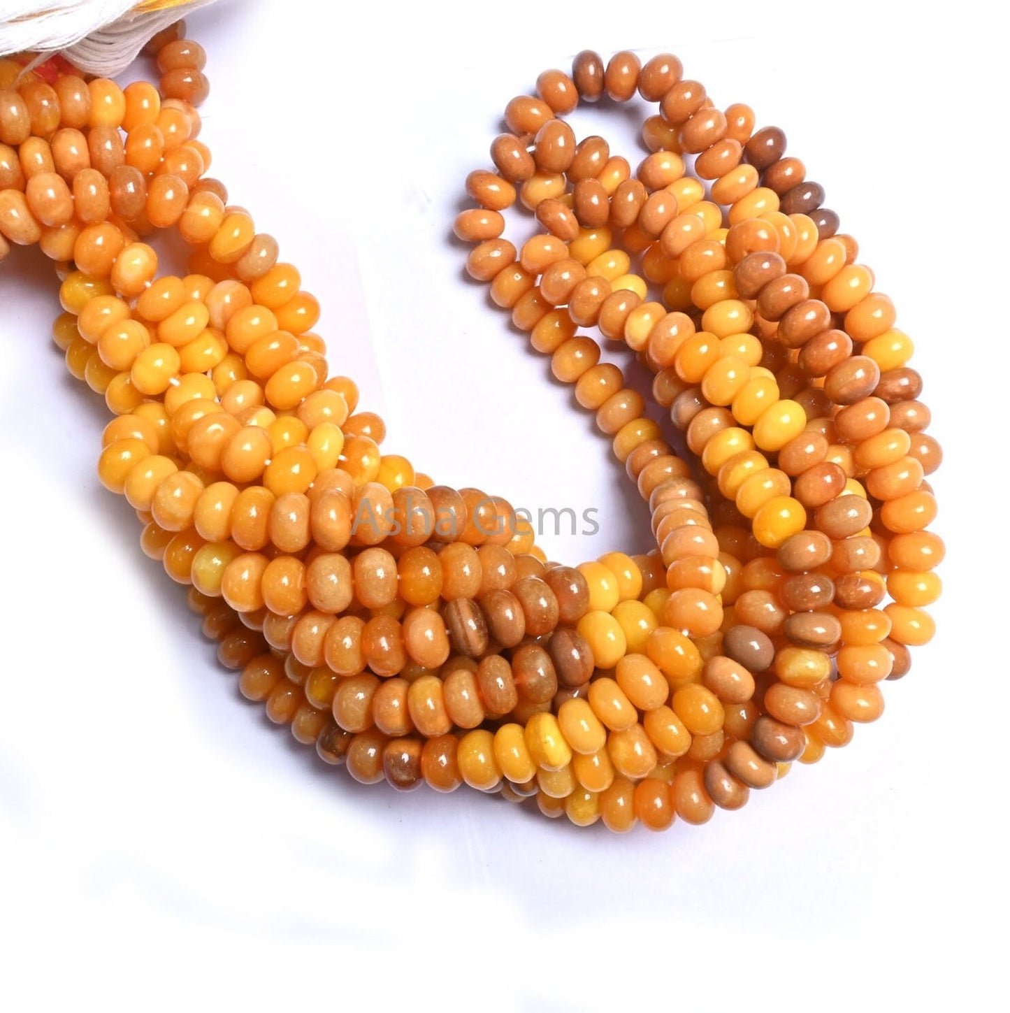 AAA Quality Shaded Yellow Opal Smooth Rondelle Gemstone Beads, Beautiful Mustard Yellow Opal Plain Handmade Gemstone Opal Bead Jewelry Craft