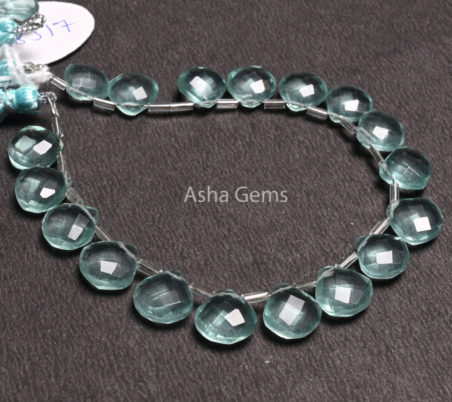 Beautiful Aquamarine Color Hydro faceted Heart Shape Beads,8.5" Aqua Blue Hydro fancy Heart Briolette Checker Cut Beads Jewelry Making Craft