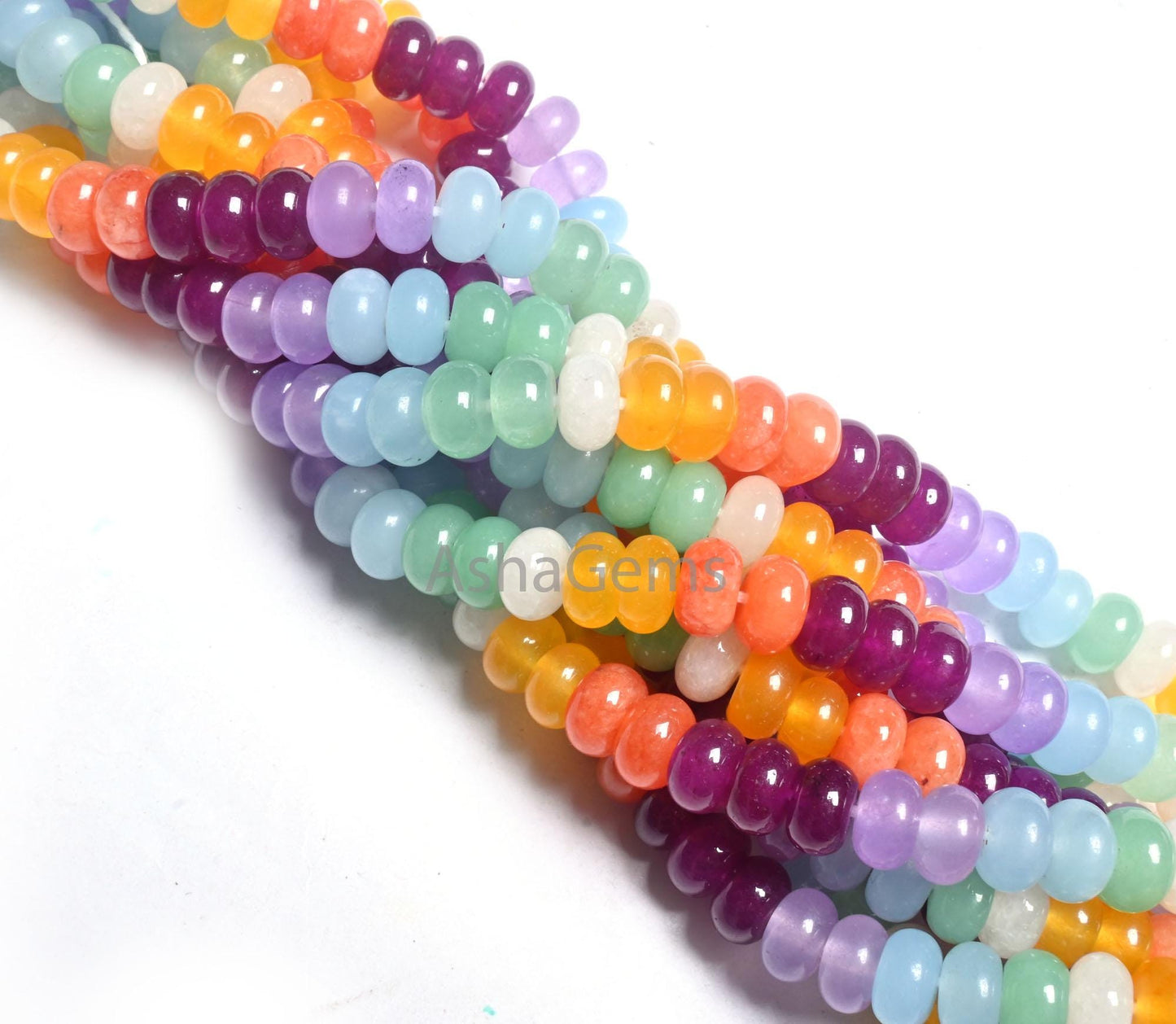 Beautiful Mix Color Quartz Smooth Rondelle Beads,8 mm Rainbow Disco Color Jade Quartz Multi Shaded Gemstone Colorful Beads Jewelry Necklace(AG 12311)