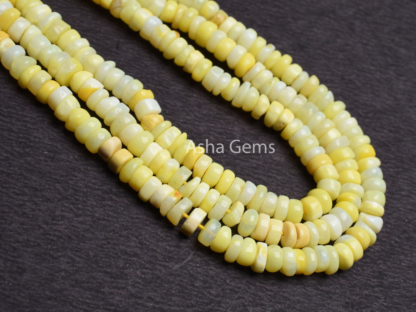 Yellow Opal Smooth Flat Tyre Heishi Gemstone Beads,8/16" Strand Opal Handmade Uneven Wheel Shape Bead, Yellow Opal Beads Jewelry Craft SALE