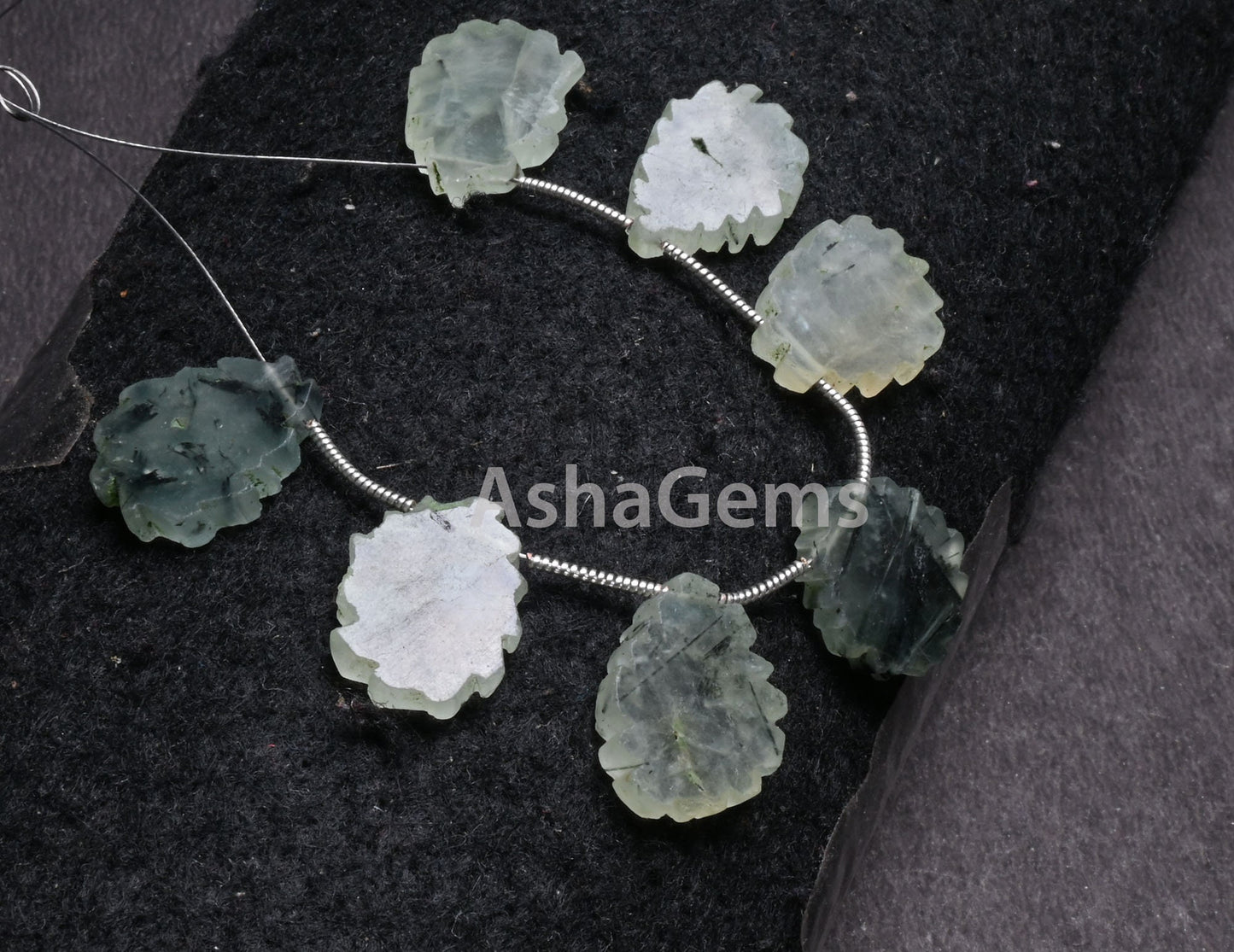 Natural Moss Prehnite Fancy Flat Slice Carved Handmade Beads, Mos Green Prehnite Uneven Shape Slice Gemstone carving Bead Jewelry Craft SALE