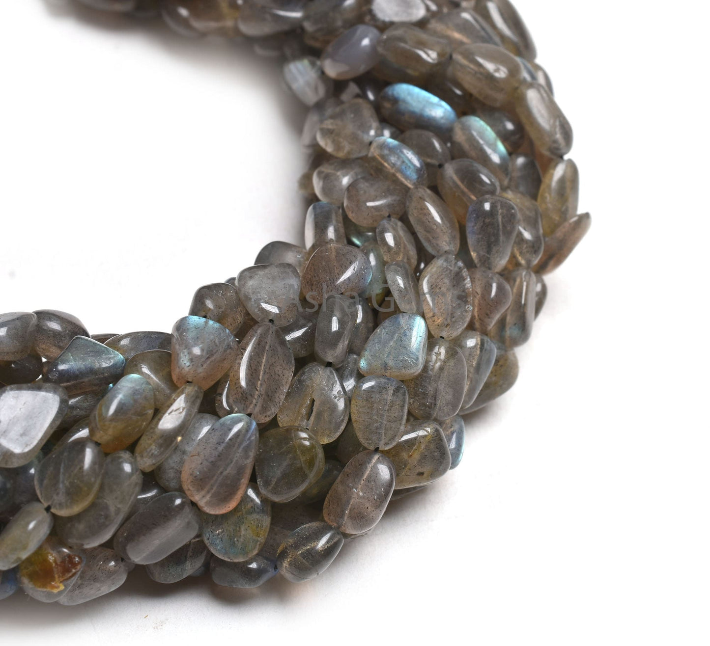 14" Strand Natural Labradorite Smooth Nugget Gemstone Beads, Beautiful Multi Blue Fire Labradorite Uneven Tumble Straight Drill Bead Jewelry