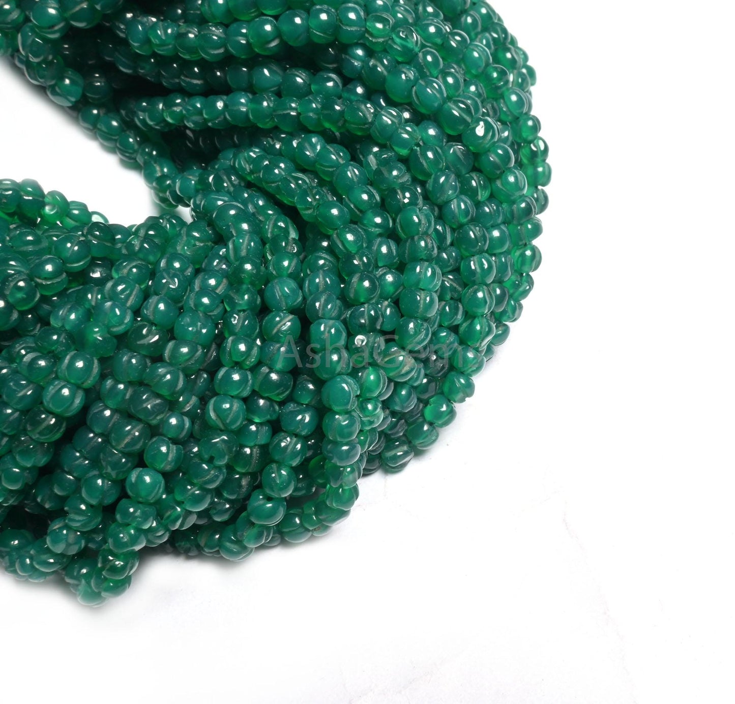 Fine Green Onyx Carving Pumpkin Handmade Tiny Beads,4,4.5mm Green Onyx carved Uneven watermelon Gemstone Onyx Carve Melon Bead Jewelry Craft