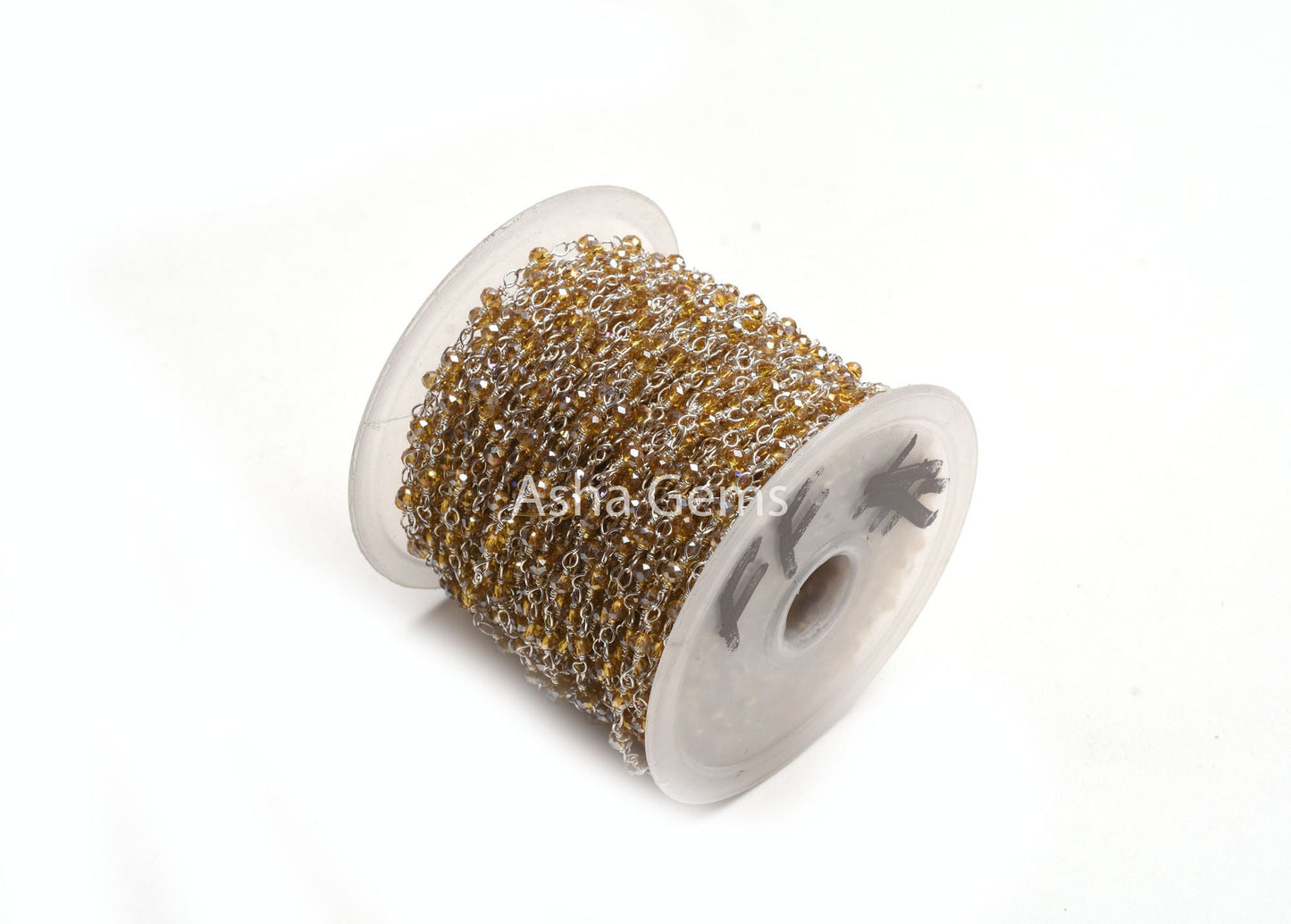 AAA Quality Brown Quartz Hydro Silver Coated Beads Rosary Chain, Silver Plated Wire Faceted Rondelle Beads handmade Chain Jewelry Craft SALE