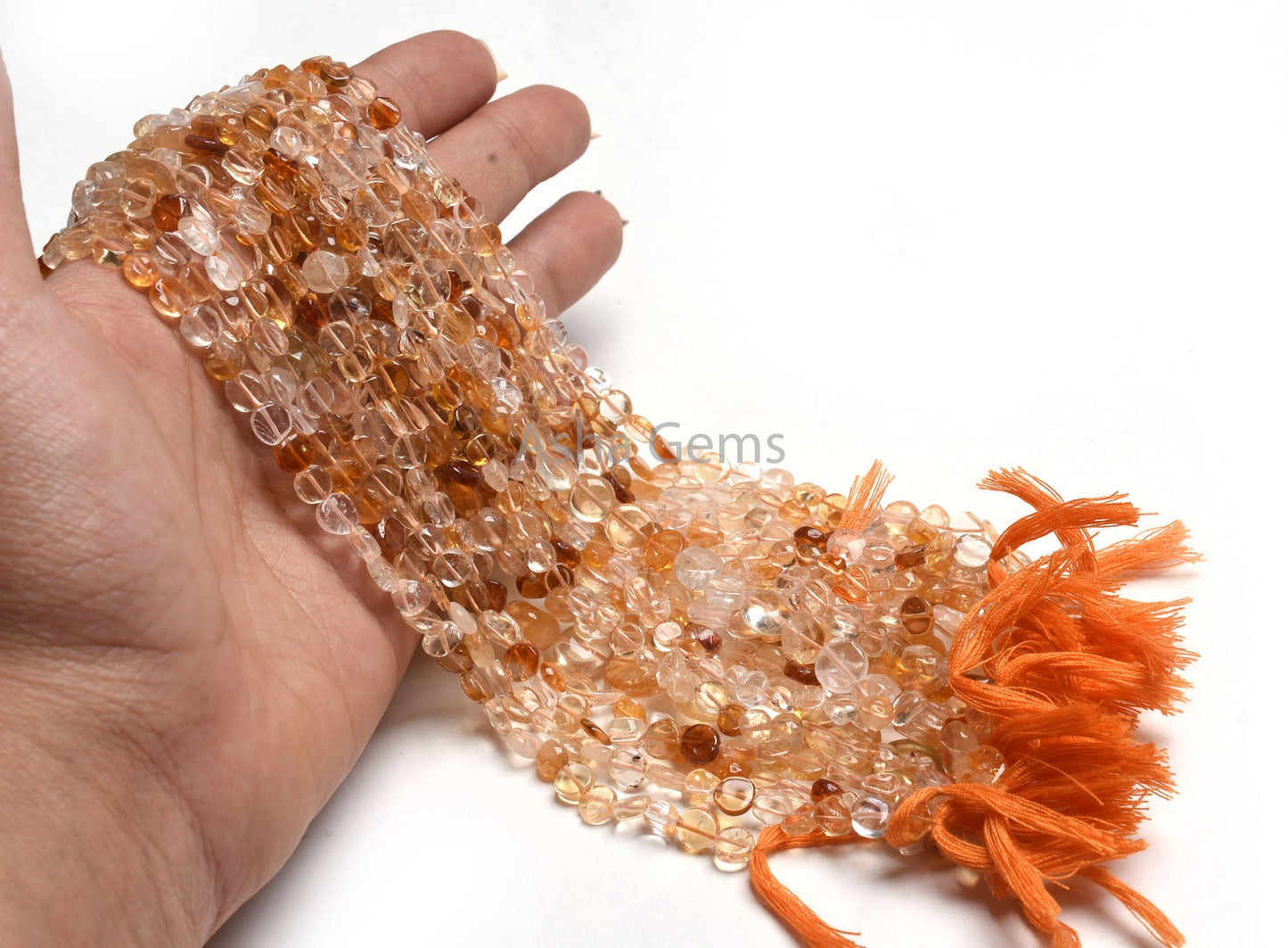 Shaded Yellow Citrine Smooth Uneven Coin Shape Beads, Natural Citrine Plain Handmade Coin Straight Drill Gemstone Beads Citrine Bead Jewelry
